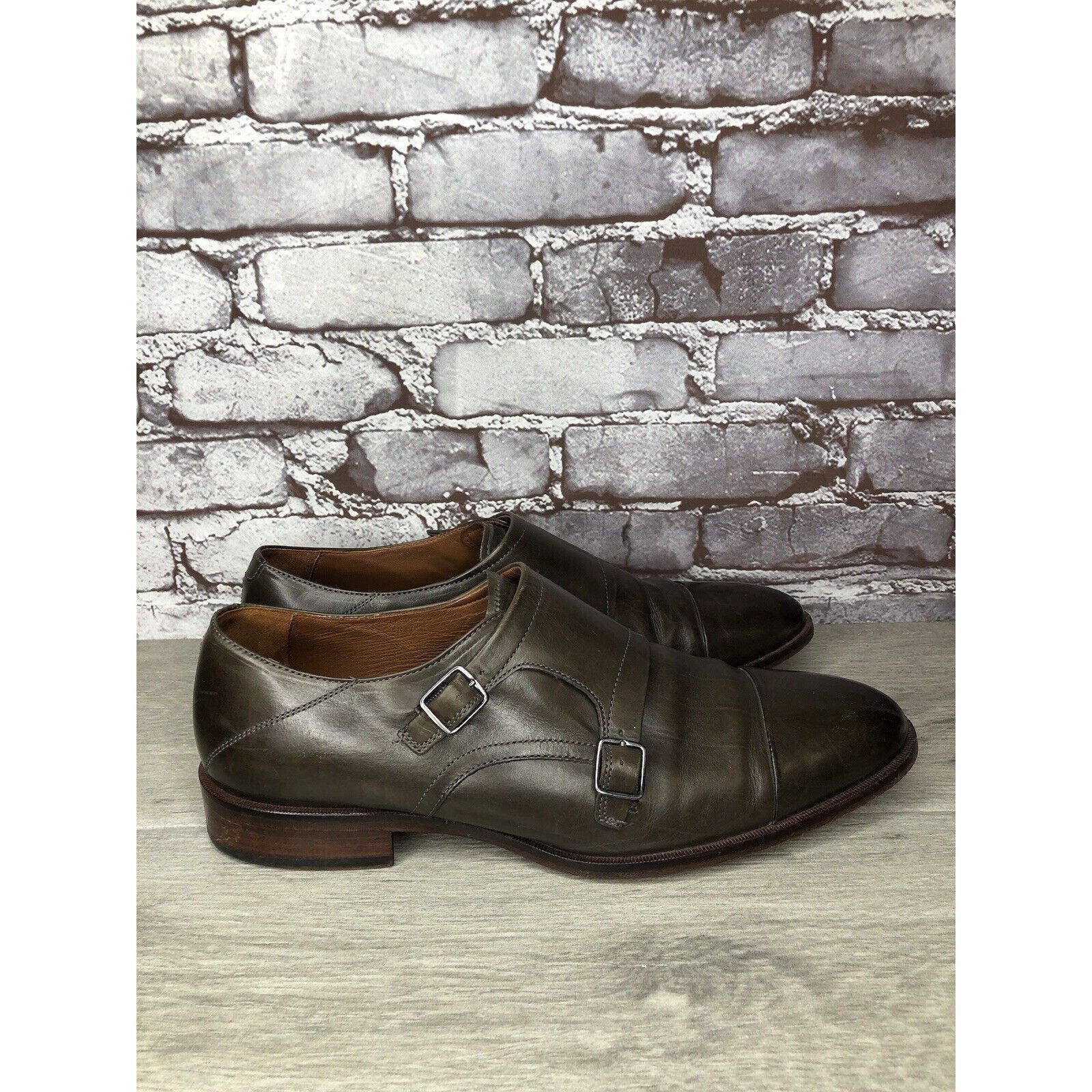 Johnston & Murphy Johnston & Murphy Sheepskin Brown Leather Double Monk Strap Size US 10.5 / EU 43-44 - 18 Thumbnail