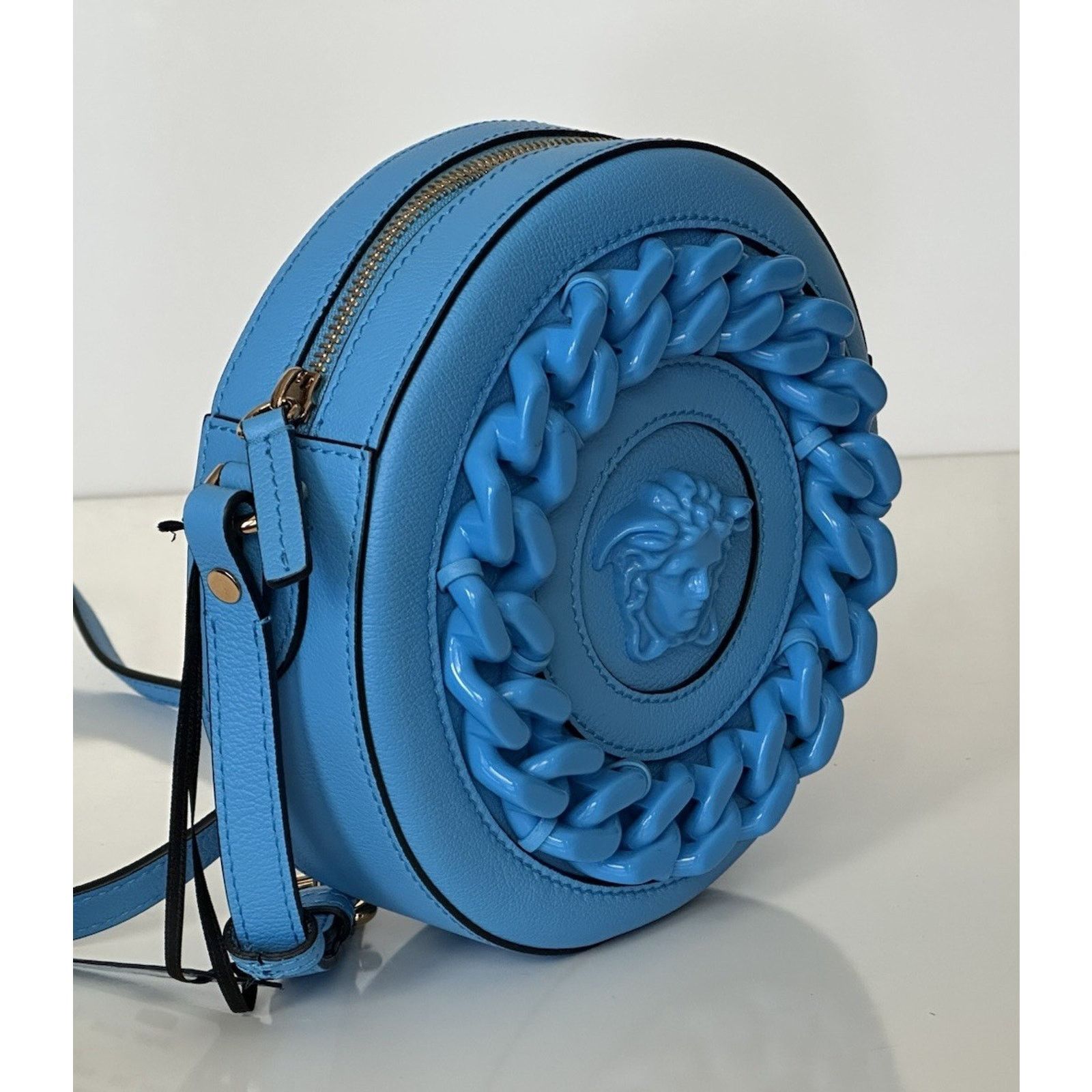Versace Versace Medusa Head Leather Round Blue Crossbody Bag 1021602 Size ONE SIZE - 3 Thumbnail