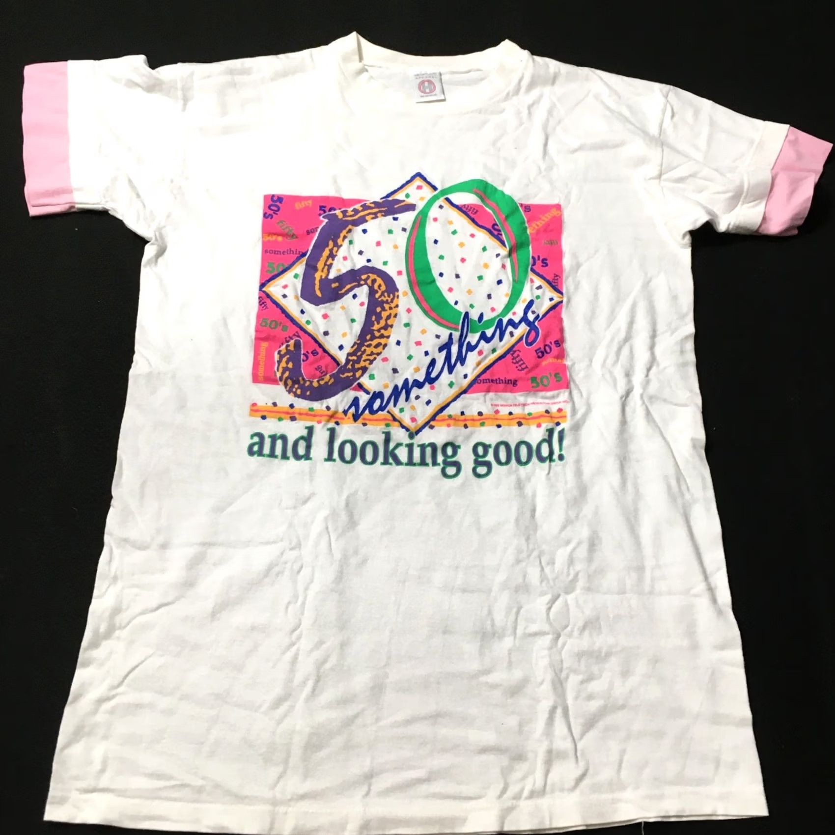Vintage HEARTLAND Vintage 50 SOMETHING 1992 Graphic Printed Long Tee Shirt Pajama Loungewear White Canvas Gown Women One Size XS-XXL? Size ONE SIZE - 2 Thumbnail