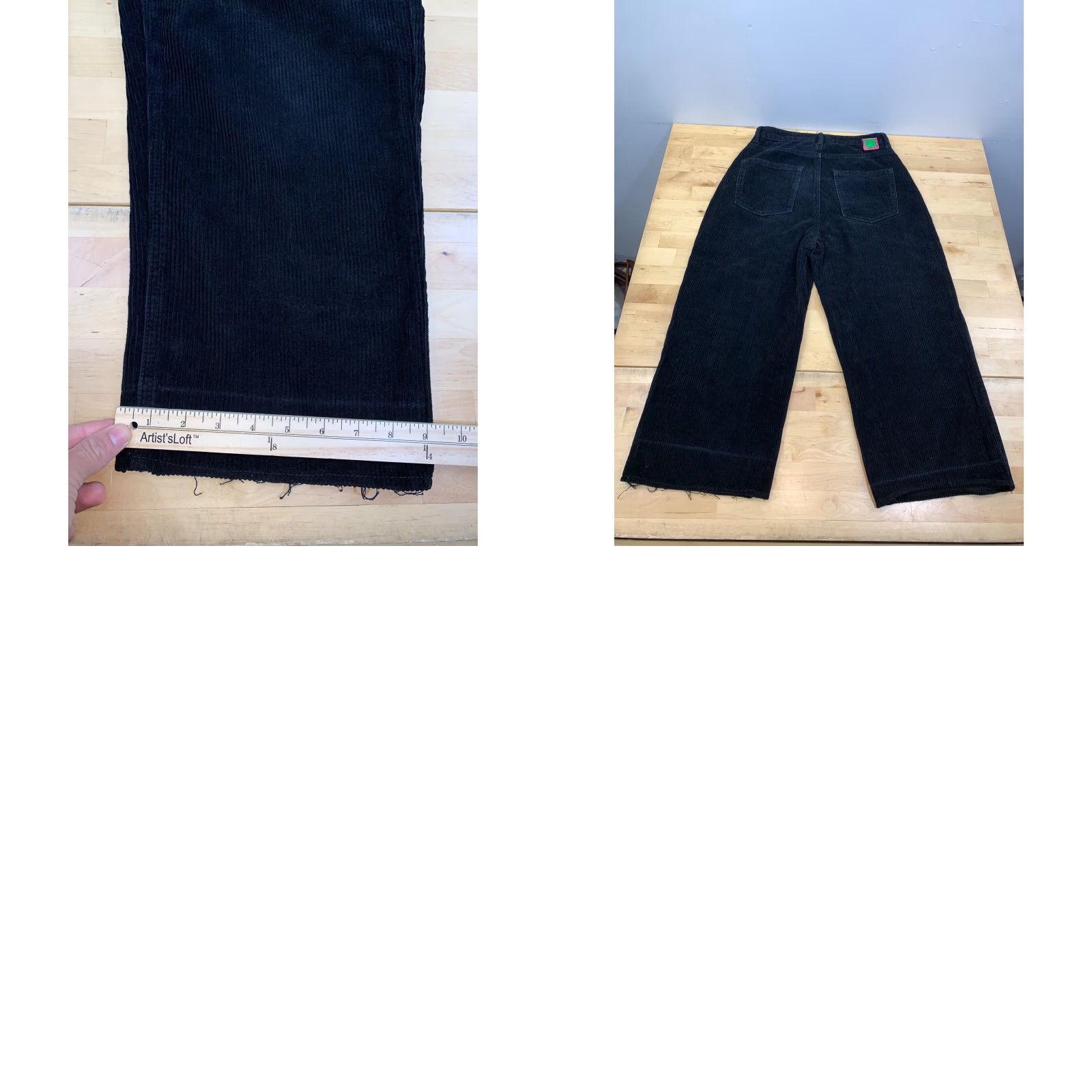 Empyre Empyre Pants Womens 0 Black Corduroy Cropped Wide-Leg Inseam 20 in Punk Skate Tori Size 25" / US 0 / IT 36 - 8 Thumbnail