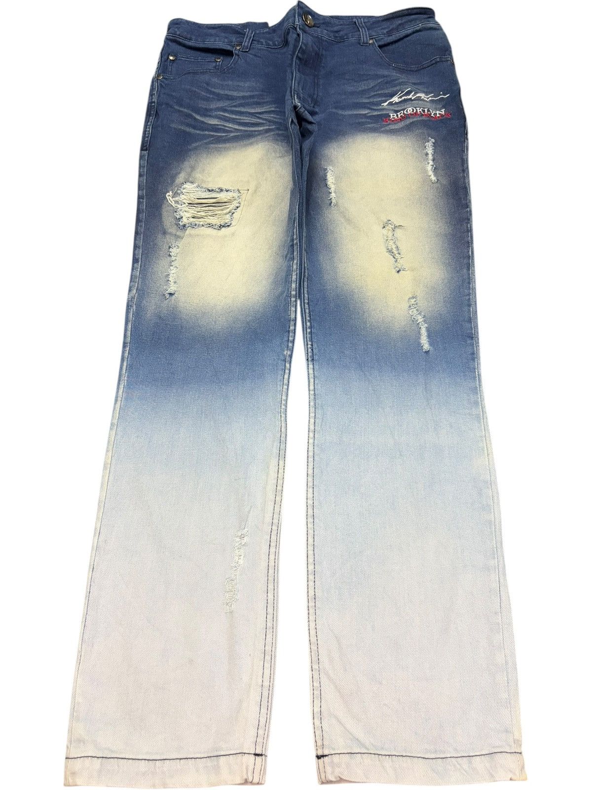 Karl Kani Vintage Karl Kani Bleached Wash Distressed Jeans Size US 33 - 1 Thumbnail