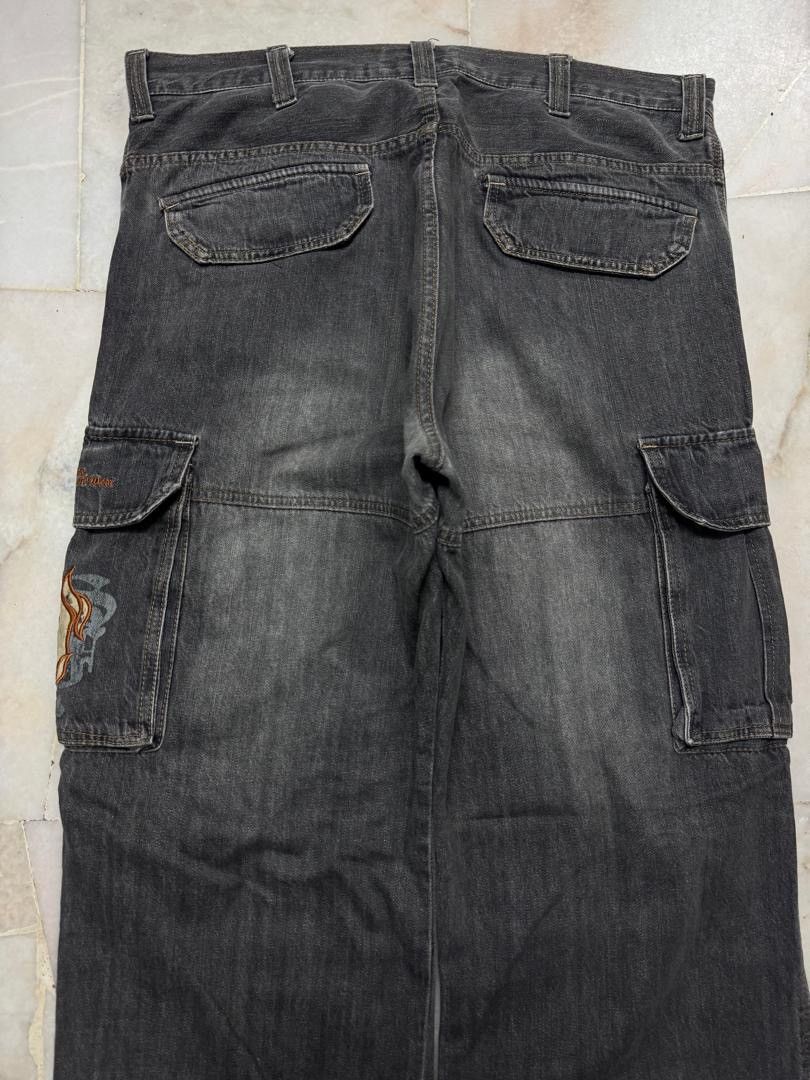 20471120 💥BAGGY💥VINTAGE 90s PIKO INSANE BIG POCKET DISTRESSED DENIM Size US 36 / EU 52 - 14 Thumbnail