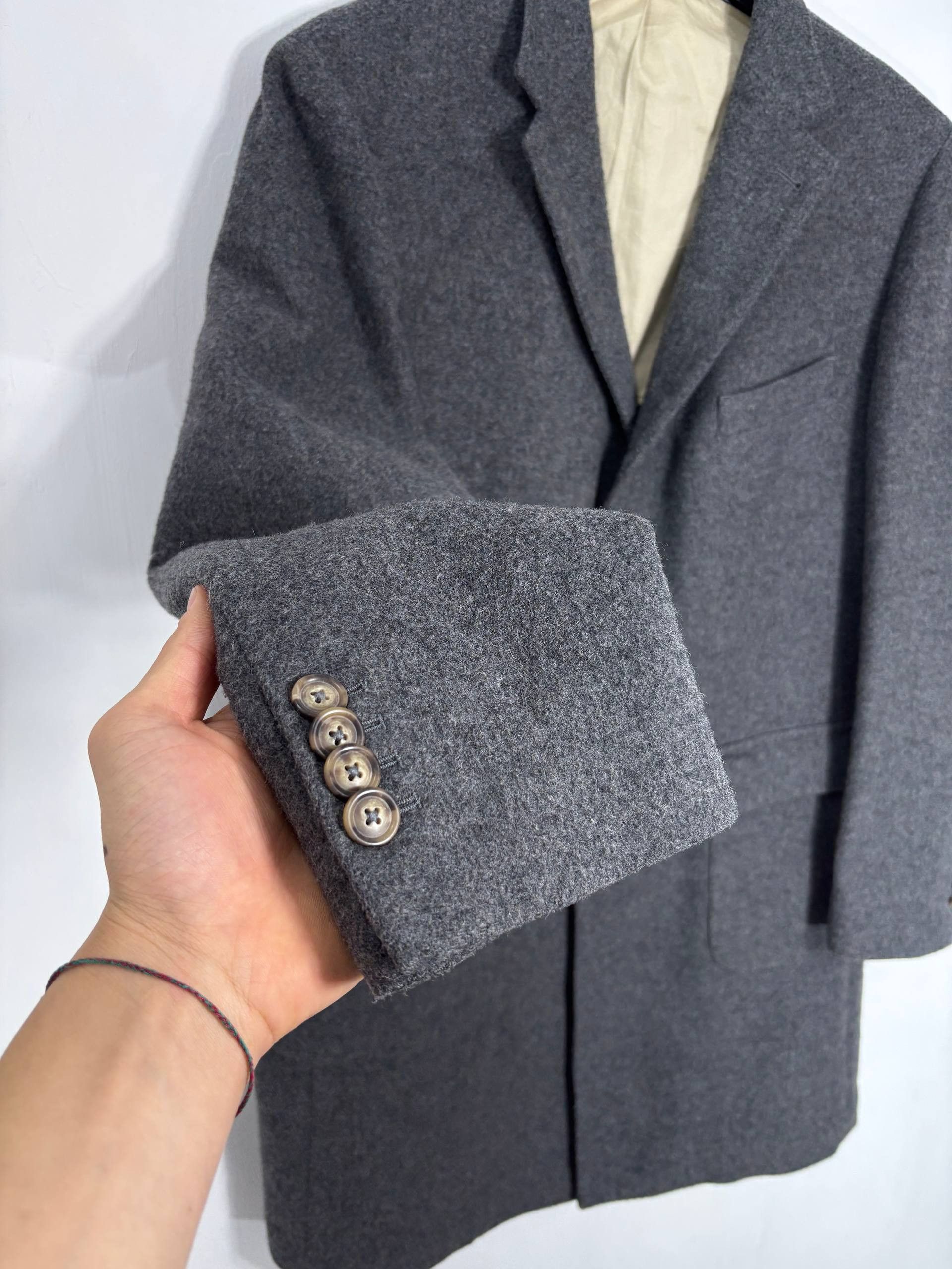 Vintage Angelico Collezione Wool Overcoat Half-Lined Gray Italy Size US L / EU 52-54 / 3 - 4 Thumbnail