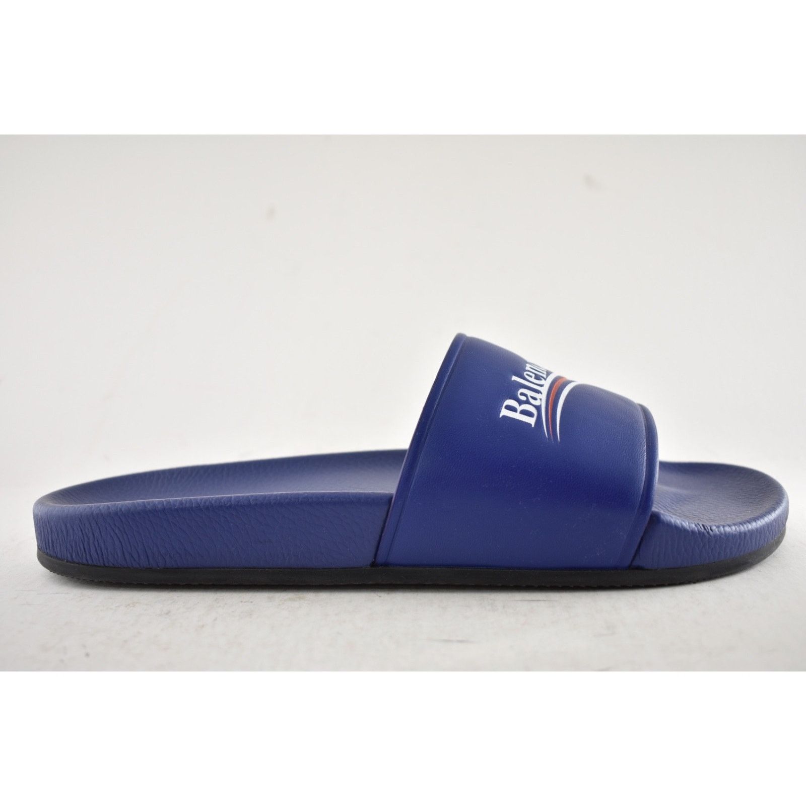 Balenciaga Balenciaga Blue Leather Campaign Logo Slide Sandal 44 11 Size US 11 / EU 44 - 2 Thumbnail