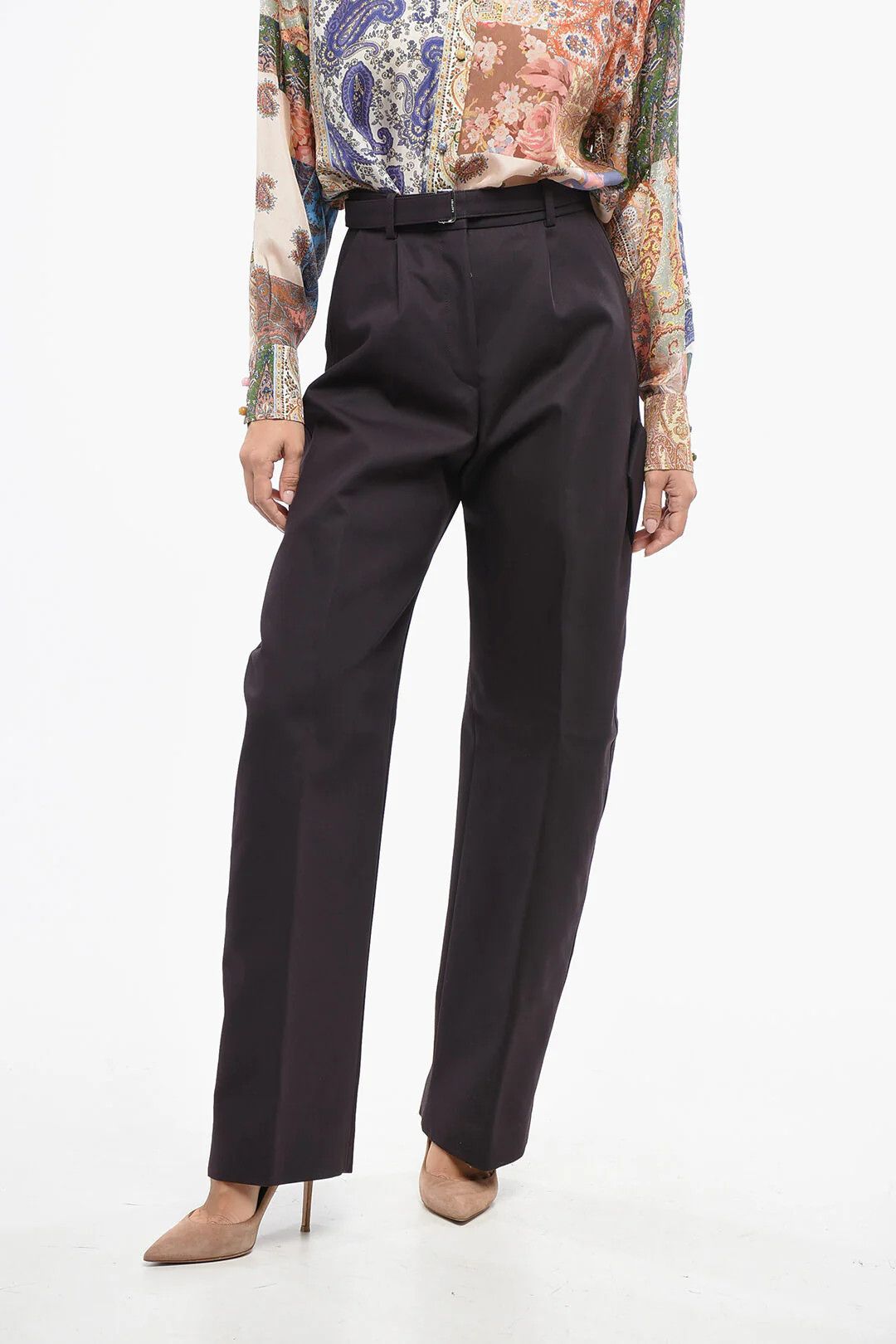 Lanvin og1mm0426 Wide Wool Pant in Brown Size 26" / US 2 / IT 38 - 1 Thumbnail