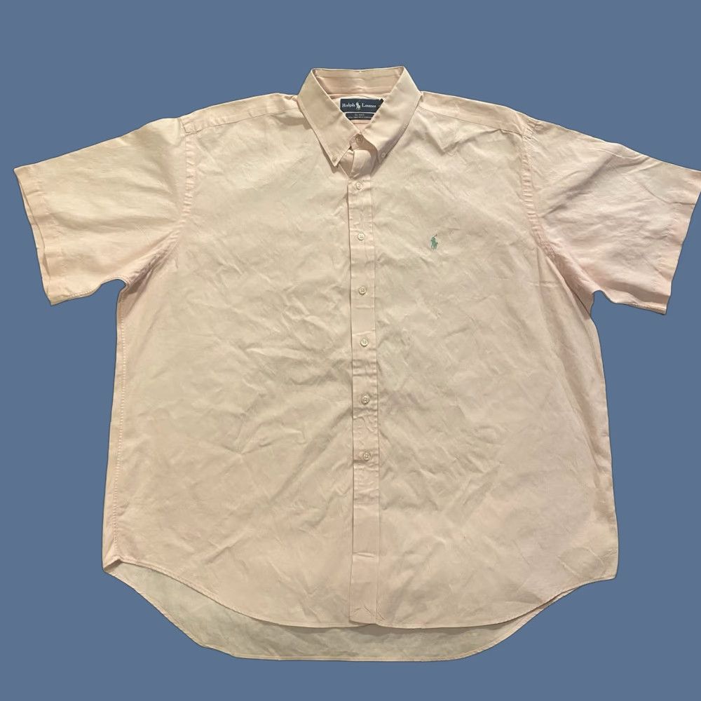 Ralph Lauren Ralph Lauren Button-Up Shirt 2XL Short Sleeve Cotton Pink/Light Pink Solid Classic Preppy Designer Men Mens Casual Business Travel Party/Cocktail Size US 39 - 1 Thumbnail