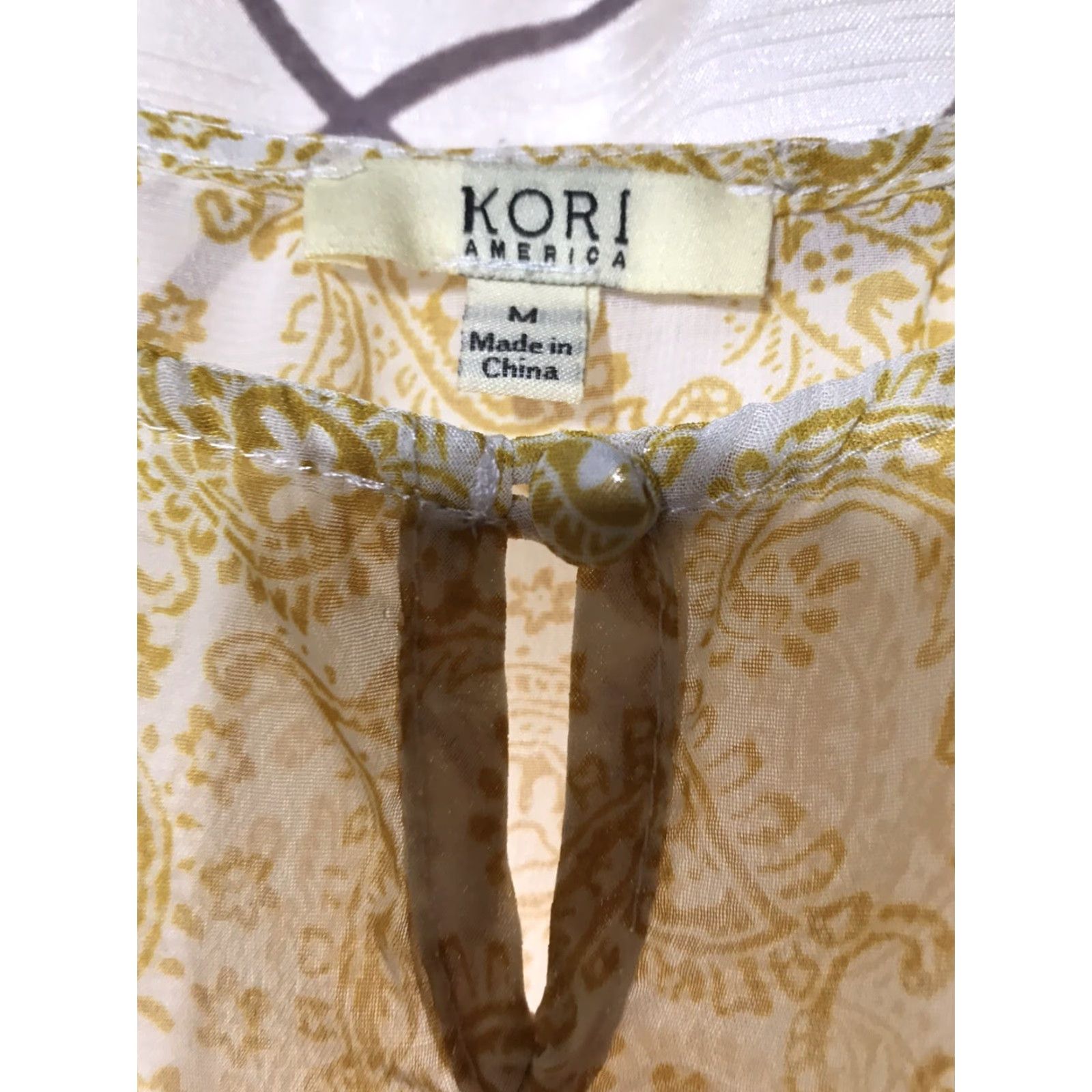 Vintage Kori America Sheer White Yellow Paisley Blouse Womens Size M Boho Bell Sleeve Size M / US 6-8 / IT 42-44 - 3 Thumbnail