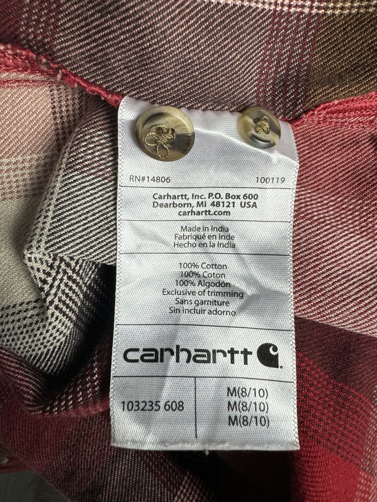 Carhartt Carhartt F18 Checkered Flannel Fleece Button Up Hooded Shirt Size US M / EU 48-50 / 2 - 8 Thumbnail