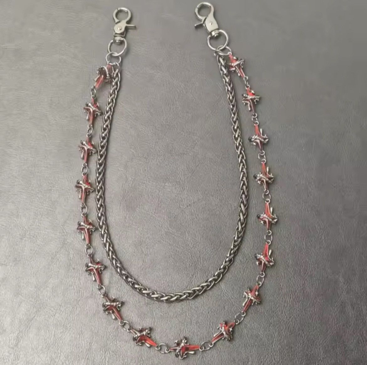 Vintage Two Layer Bloodstone Four Pointed Star Waist Pant Chain Size ONE SIZE - 2 Thumbnail