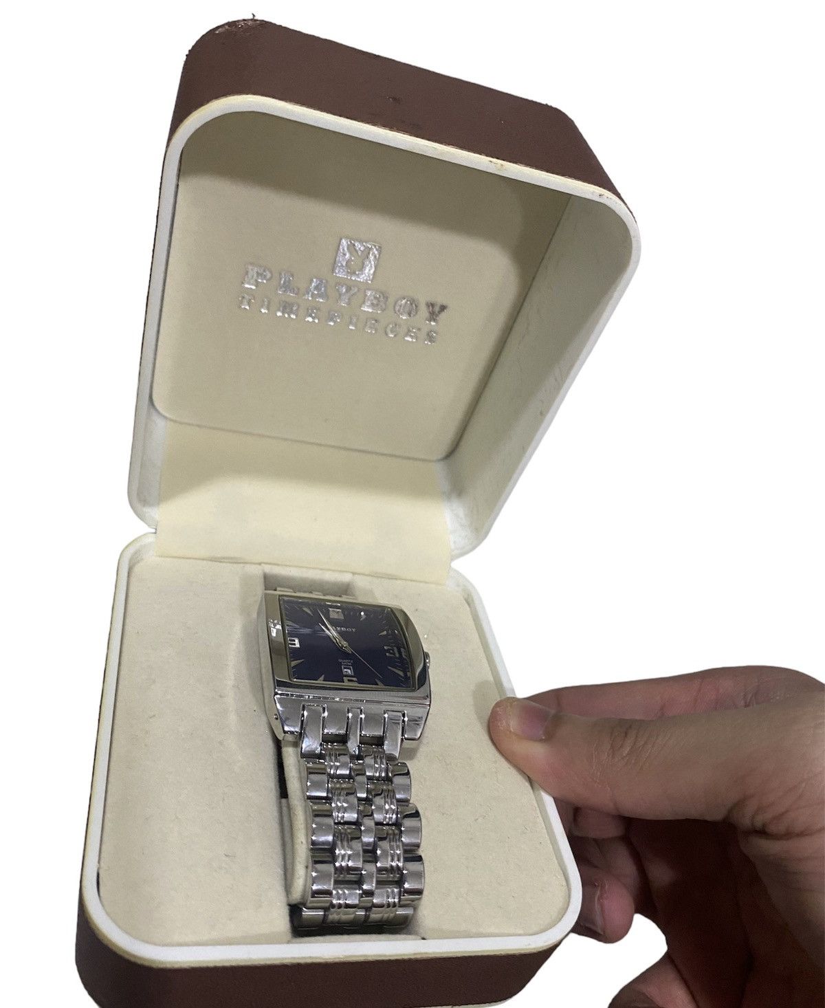 Playboy × Vintage NOS! Playboy Timepieces Gents Watch Square Dial + Necklace Size ONE SIZE - 2 Thumbnail
