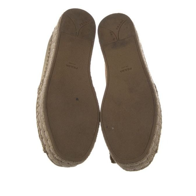 Prada Prada Gold Metallic Peep-Toe Espadrilles Size US 7.5 / IT 37.5 - 14 Thumbnail