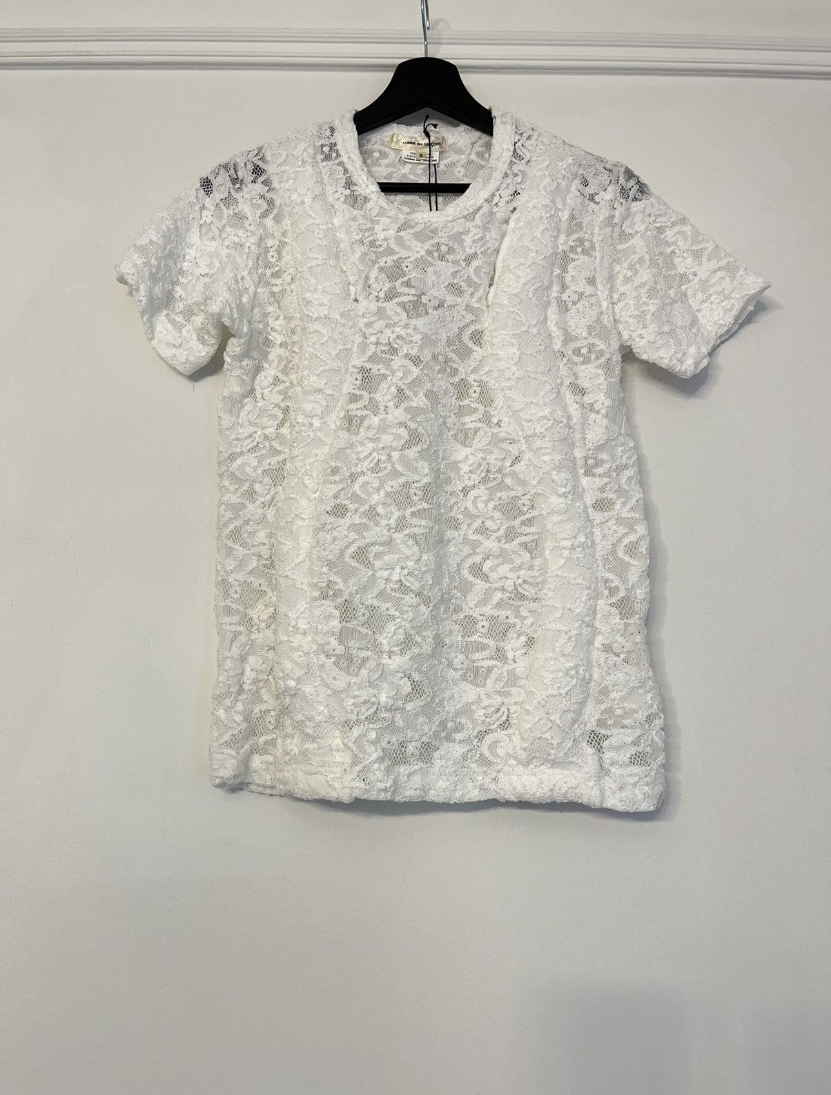 image of Comme Des Garcons Lace T-Shirt Comme Des Garçons Ss20 in White, Women's (Size Small)