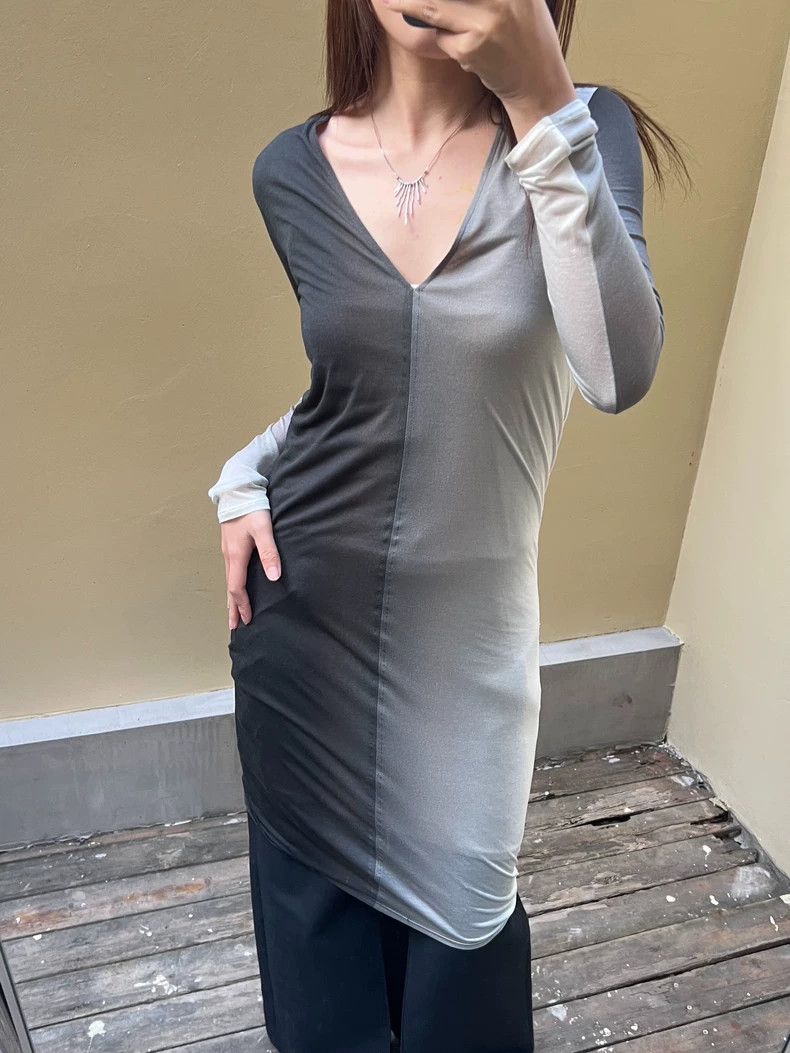 Helmut Lang HELMUT LANG Graduated V-neck dress Size S / US 4 / IT 40 - 6 Thumbnail