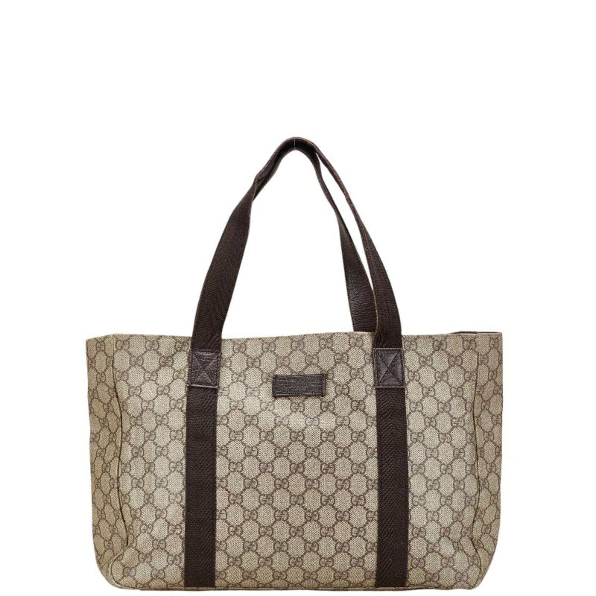 Gucci GG Supreme Handbag Tote Bag 141624 Beige Brown Pvc Leather Women's Gucci