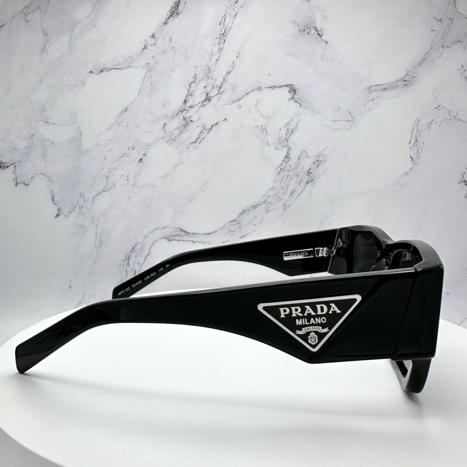 Prada New Prada Sunglasses Black Square Oversized Triangle Plaque Size ONE SIZE - 5 Thumbnail