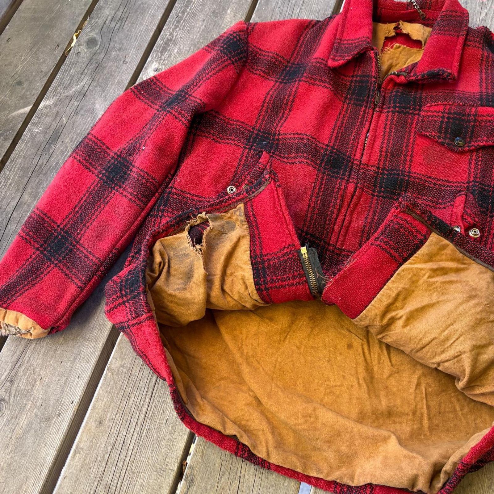Vintage Vintage 1950s wool plaid mackinaw jacket thrashed Size US XL / EU 56 / 4 - 7 Thumbnail