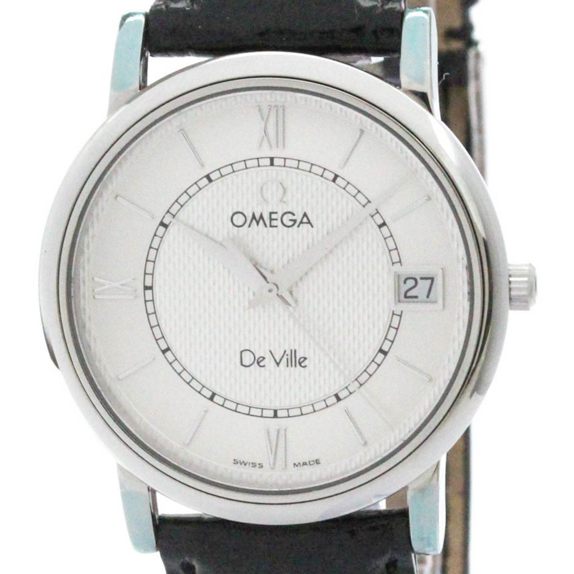 Mint Conditon Omega De Ville Prestige Steel Leather Quartz Ladies Watch 7814.31.11, Women's