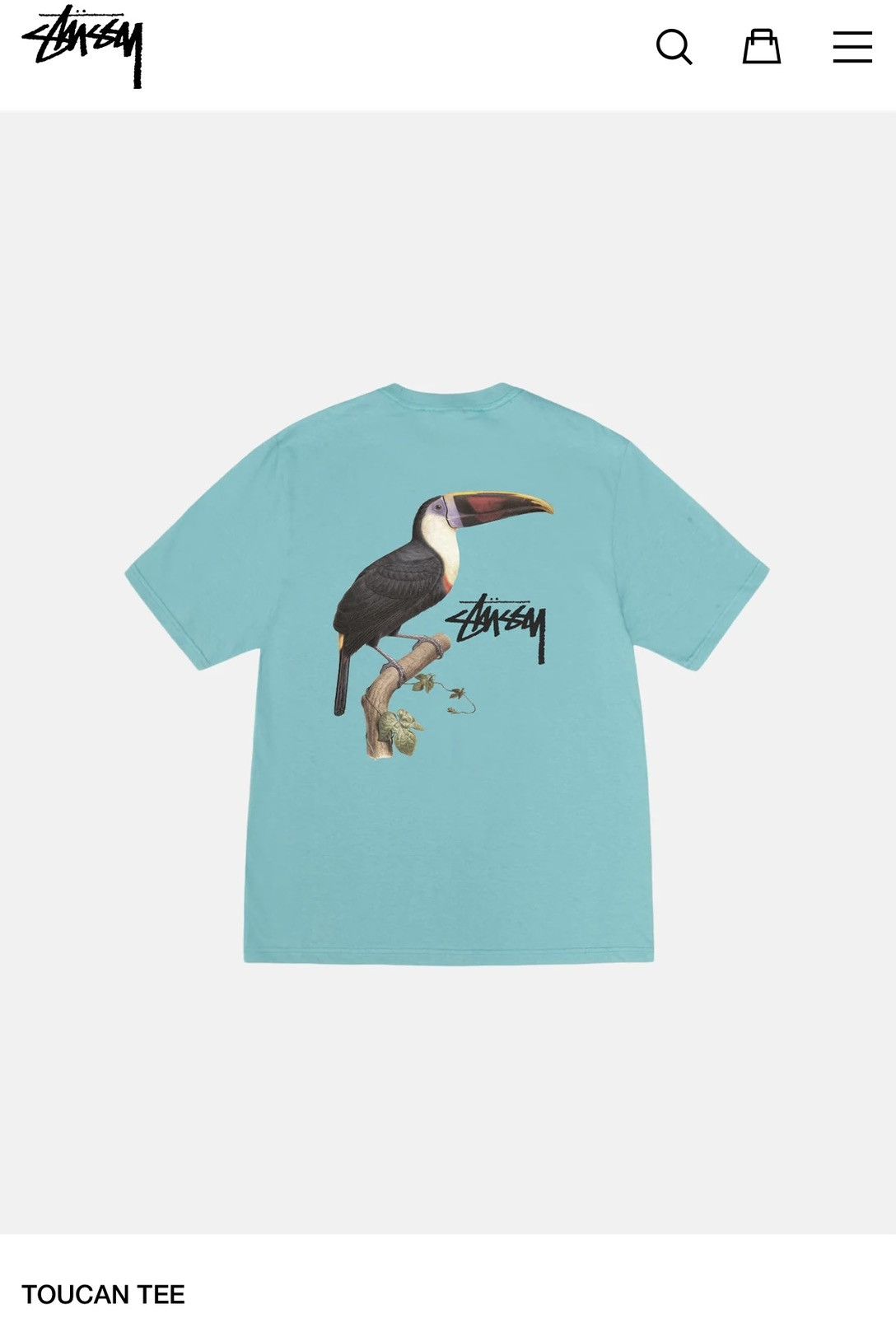 Stussy STUSSY TOUCAN TEE - OCEAN Size US L / EU 52-54 / 3 - 1 Thumbnail