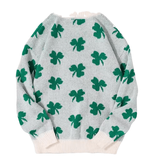Japanese Brand Streetwear Four-Leaf Clover Sweater Jacquard Knit Sweatshirt Size US XXL / EU 58 / 5 - 2 Thumbnail