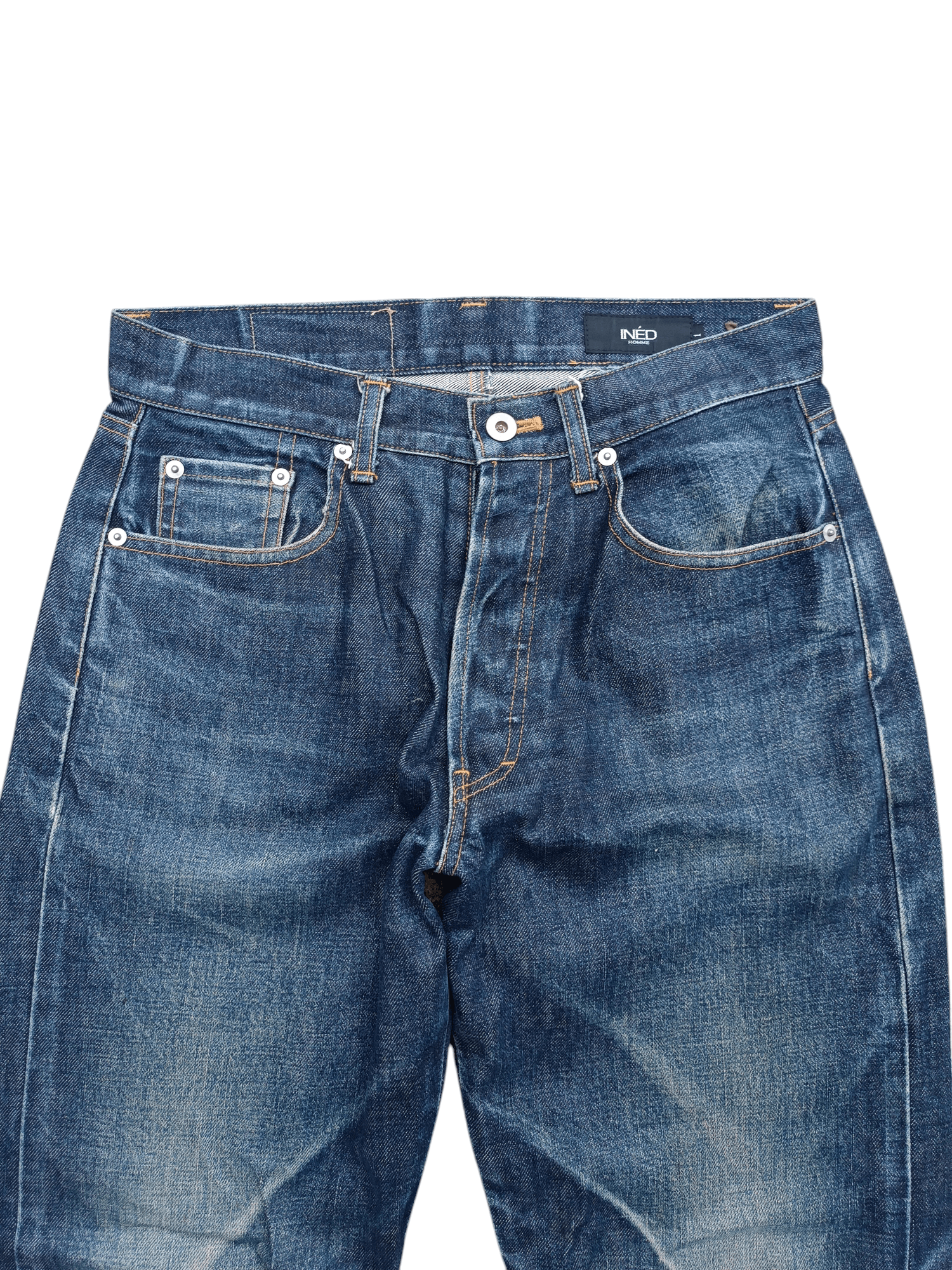 Vintage × Yohji Yamamoto Vintage INED Homme Distressed Selvedge Jeans Size US 29 - 24 Thumbnail