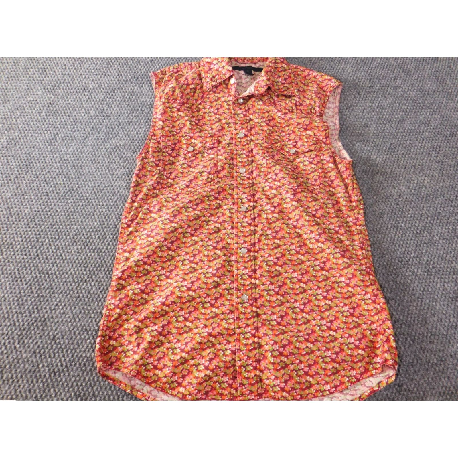 Express Express Womens Blouse Small Red Button-Down Orange Button Up Long Sleeve Cotton Pleated Modern Casual Women ShirtS Size S / US 4 / IT 40 - 3 Thumbnail