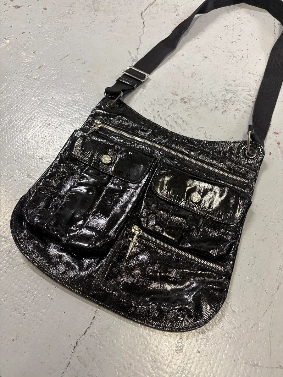 Vintage Cesare Paciotti Black Patent Leather Multi-Pocket Crossbody Bag Size ONE SIZE - 4 Thumbnail