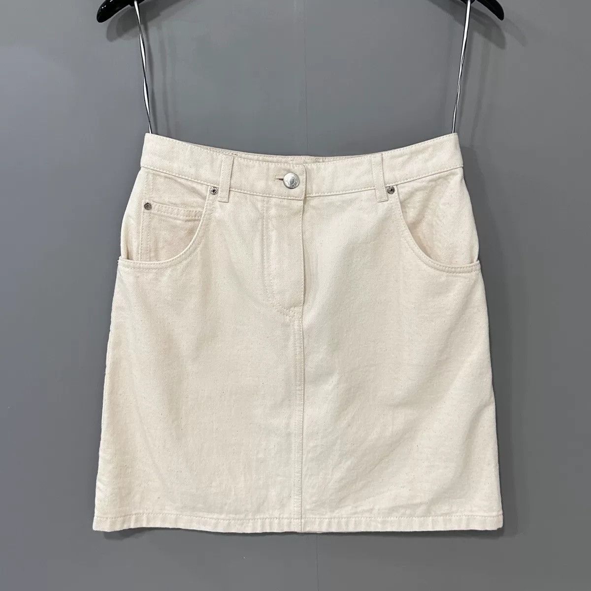 Hermes classic ivory denim mini skirt Size 34" / US 12 / IT 48 - 1 Thumbnail