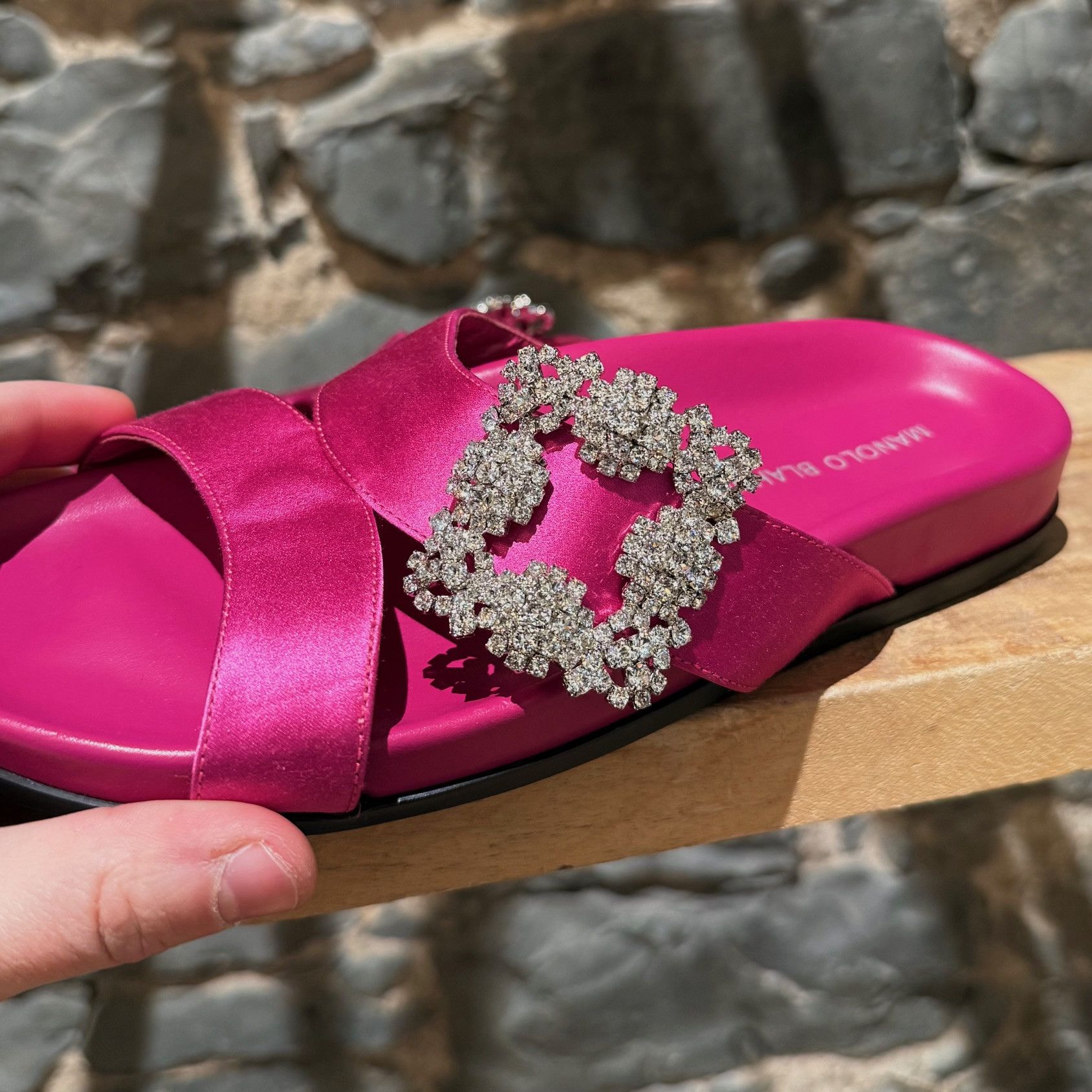 Manolo Blahnik Manolo Blahnik Chilanghi Satin 10mm Flat Sandals Size US 7.5 / IT 37.5 - 7 Thumbnail