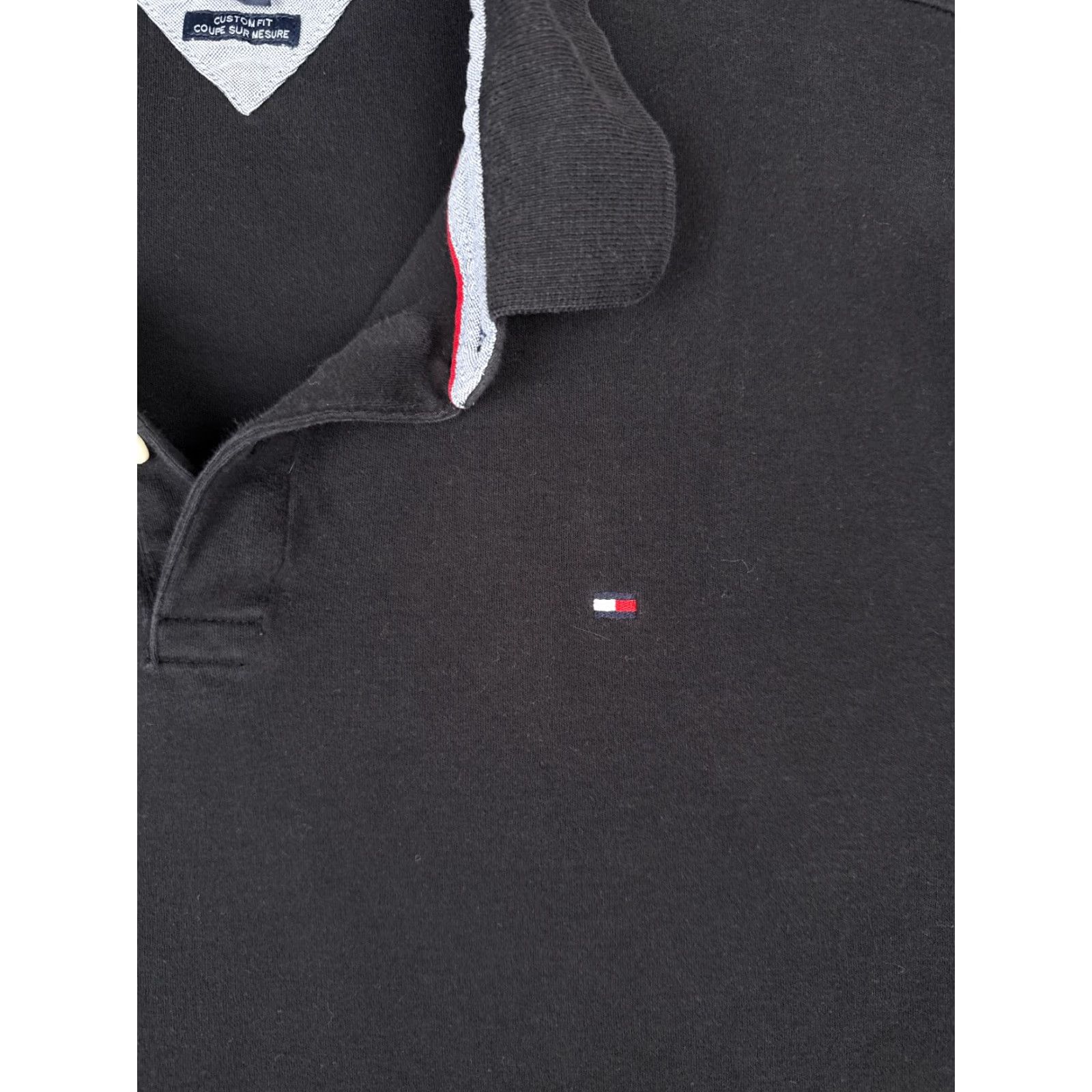 Tommy Hilfiger Tommy Hilfiger Polo Shirt Men Extra Large Black Slim Fit Short Sleeve Cotton Size US XL / EU 56 / 4 - 6 Thumbnail