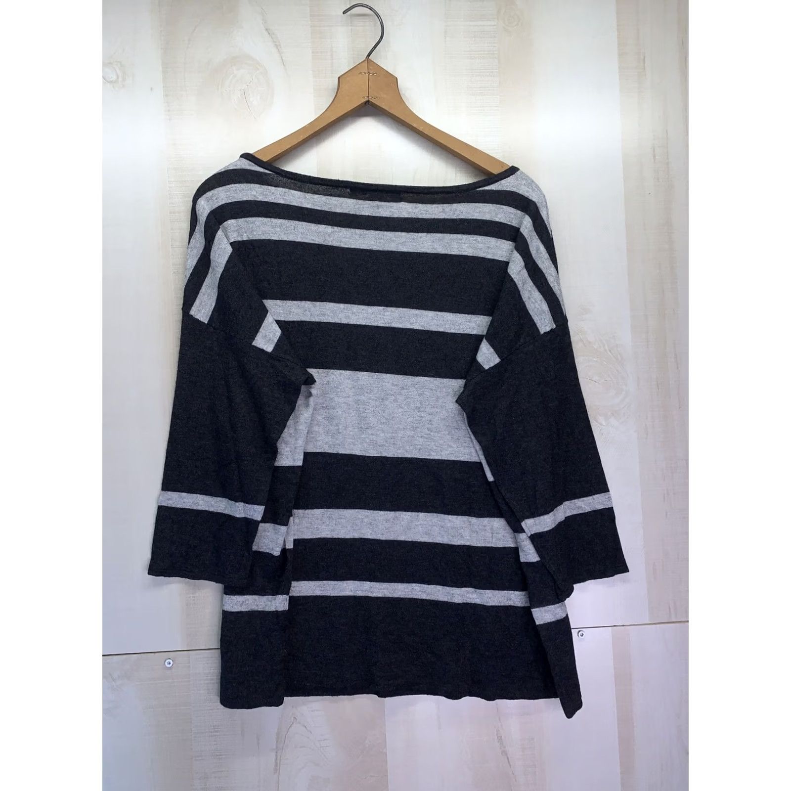 Tommy Bahama Tommy Bahama Sweater Women's L 3/4 Sleeve Wool Blend Gray Tones Pullover Knit Casual Modern Chip-Stripe Size L / US 10 / IT 46 - 5 Thumbnail