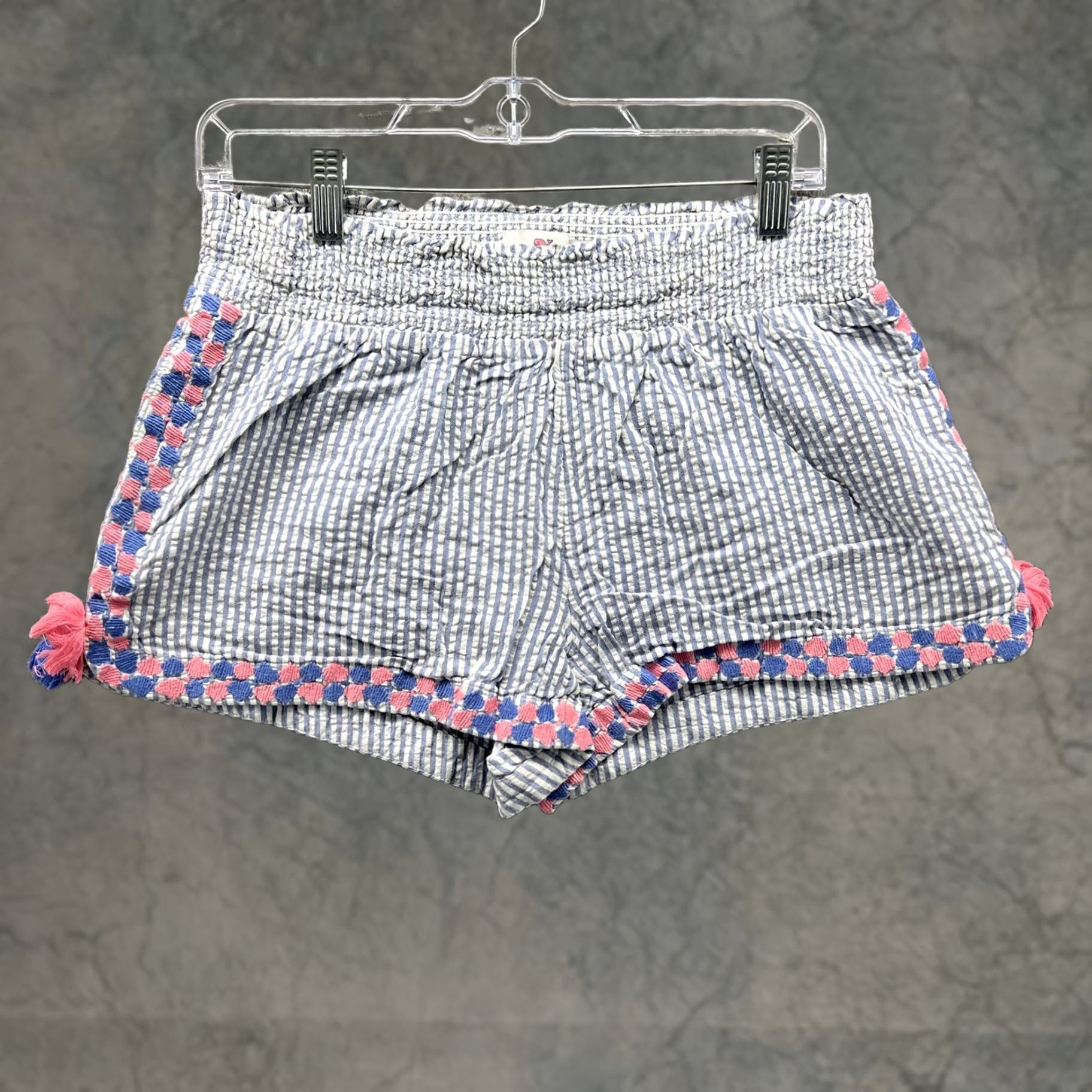 Vineyard Vines Vineyard Vines Shorts Womens Medium Blue Striped Seersucker Tassel Trim Lounge Shorts Size 32" / US 10 / IT 46 - 1 Thumbnail