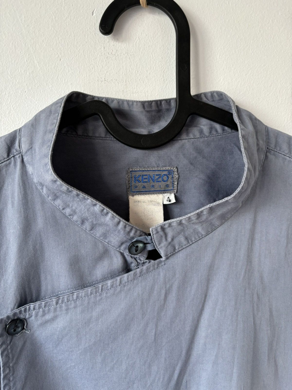 Japanese Brand × Kenzo × Vintage Vintage Kenzo Runway Collarless Side Button Shirt Size US XL / EU 56 / 4 - 4 Thumbnail