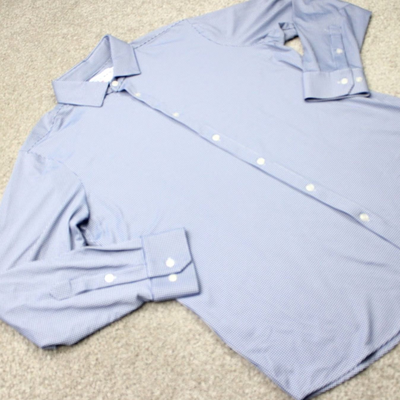 Mizzen+Main Mizzen+Main Shirt Mens XL Blue Check Spinnaker Trim Fit Stretch Long Sleeve Size US XL / EU 56 / 4 - 5 Thumbnail
