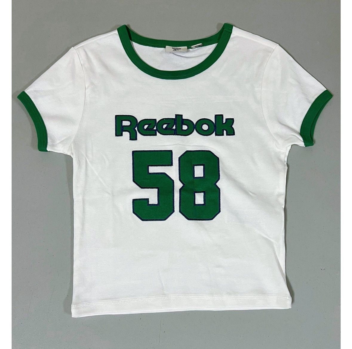 Reebok White ‘Reebok’ Logo Graphic Ringer Tee T-Shirt Top Size M ⚽️✨ Size M / US 6-8 / IT 42-44 - 2 Thumbnail