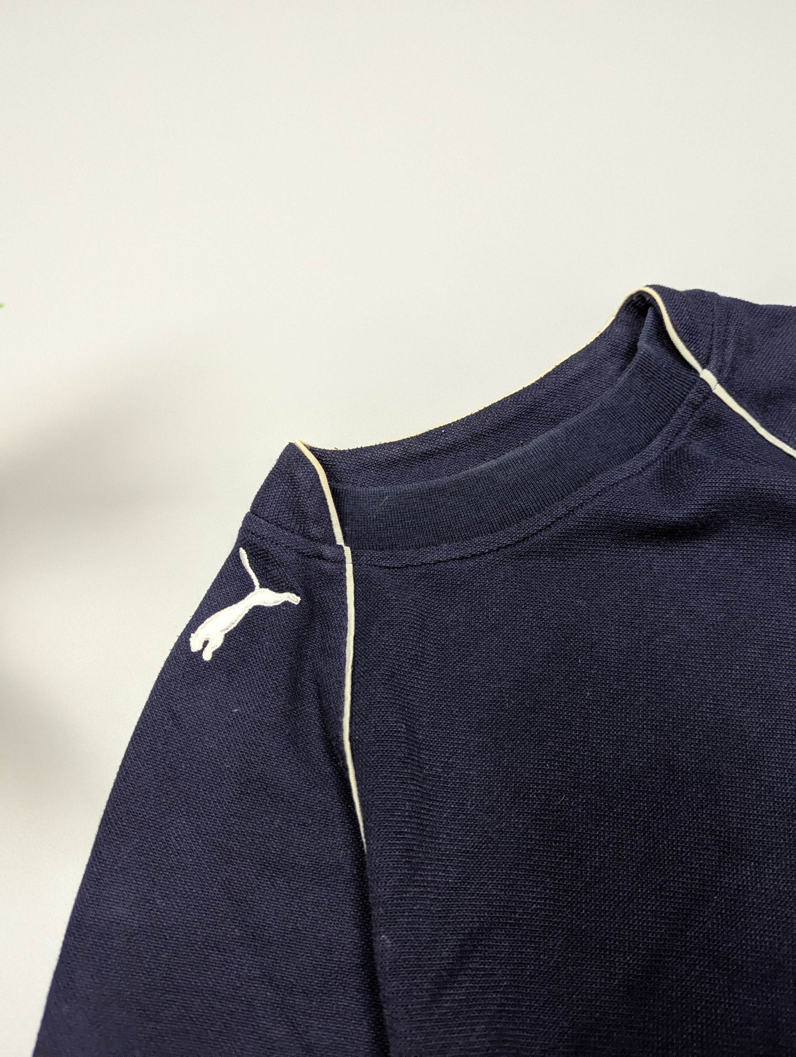 Puma VTG Puma Striped Logo Sweatshirt Navy Cotton Pullover Size US S / EU 44-46 / 1 - 4 Thumbnail