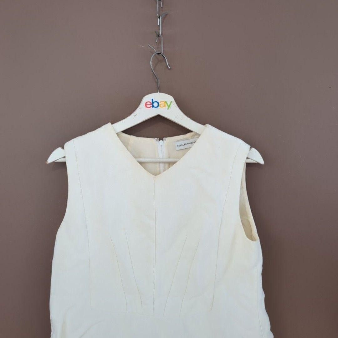 Scanlan Theodore Scanlan Theodore Blouse Womens 10 White V Neck Sleeveless Size S / US 4 / IT 40 - 2 Thumbnail