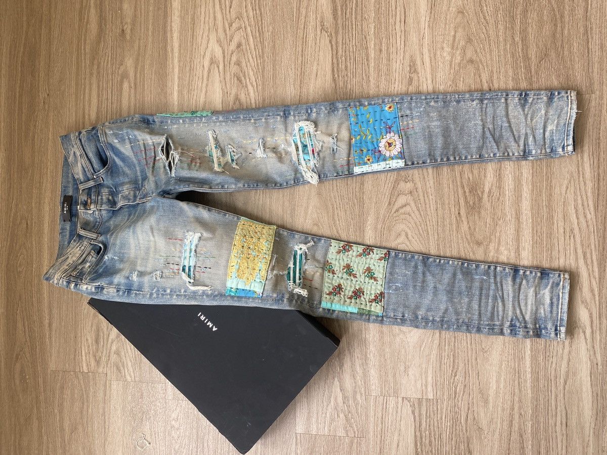 Amiri Rare patchwork sashiko stitched amiri jeans Size US 30 / EU 46 - 2 Thumbnail