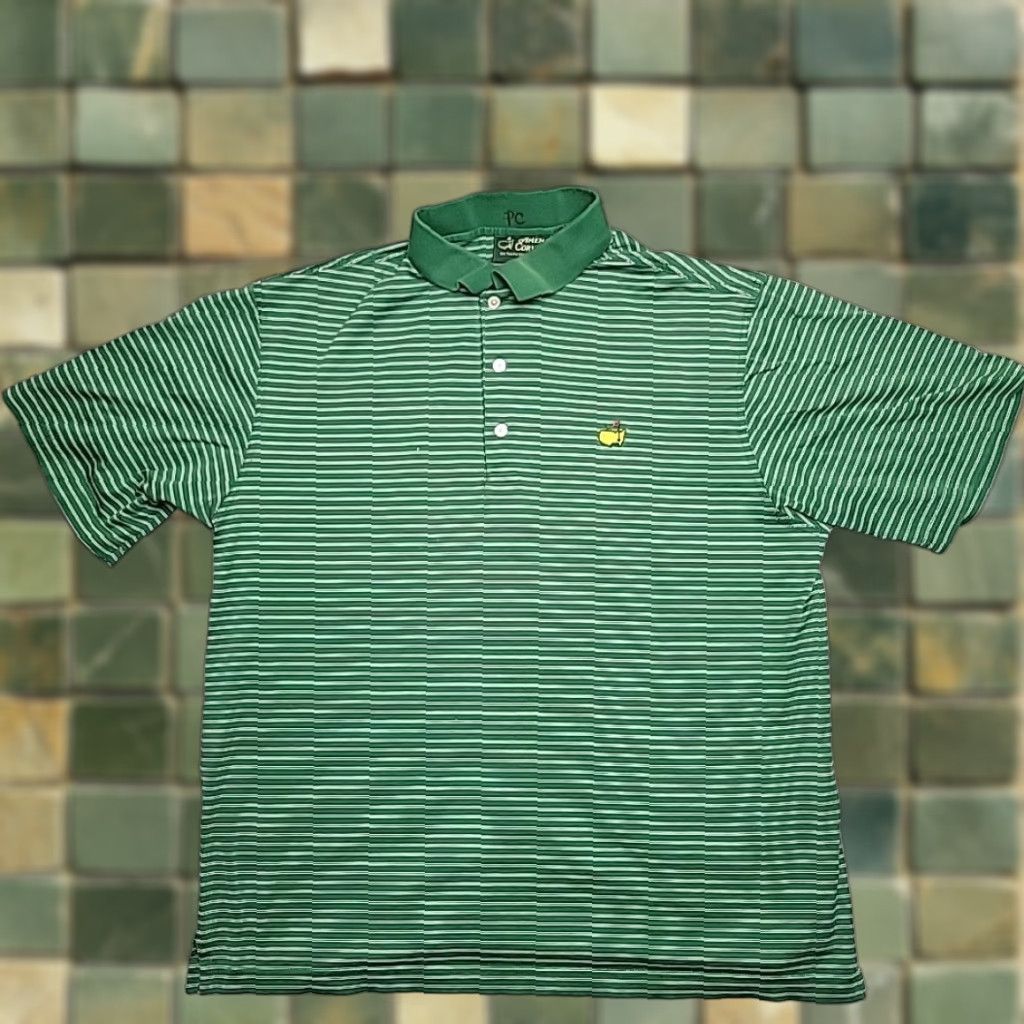 Vintage VINTAGE Amen Corner Polo Mens L Green Stripe Masters Golf Logo Pima Cotton Casual Size US L / EU 52-54 / 3 - 1 Thumbnail