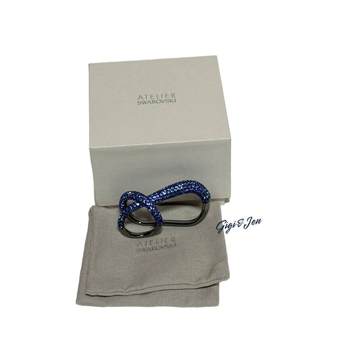Swarovski Swarovski Tigris double ring Blue Ruthenium plated Size 55/7 Size ONE SIZE - 1 Thumbnail