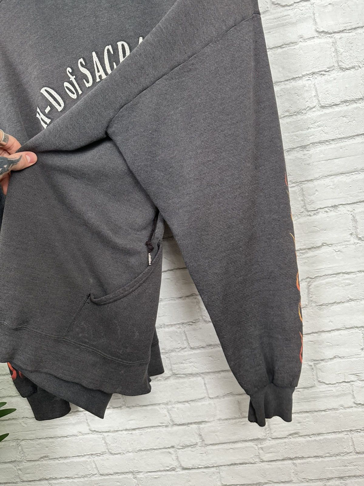 Harley Davidson (XL) SICK FADED VINTAGE Flames Harley Davidson Zip Up Hoodie Size US XL / EU 56 / 4 - 17 Thumbnail