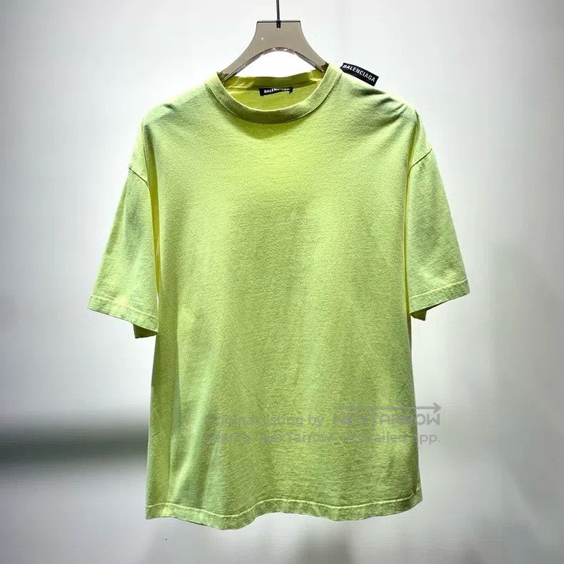 Balenciaga Fluorescent Yellow Logo Short Sleeve