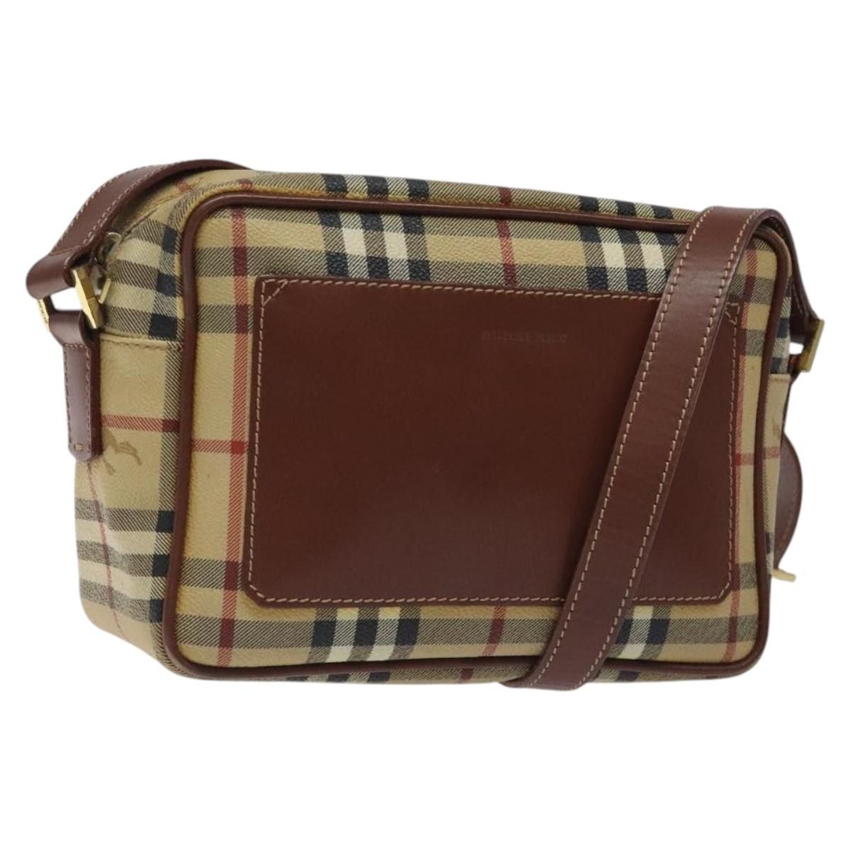 Burberry Nova Check Shoulder Bag Pvc Beige Gold Auth 116326 in Beige/Gold, Women's