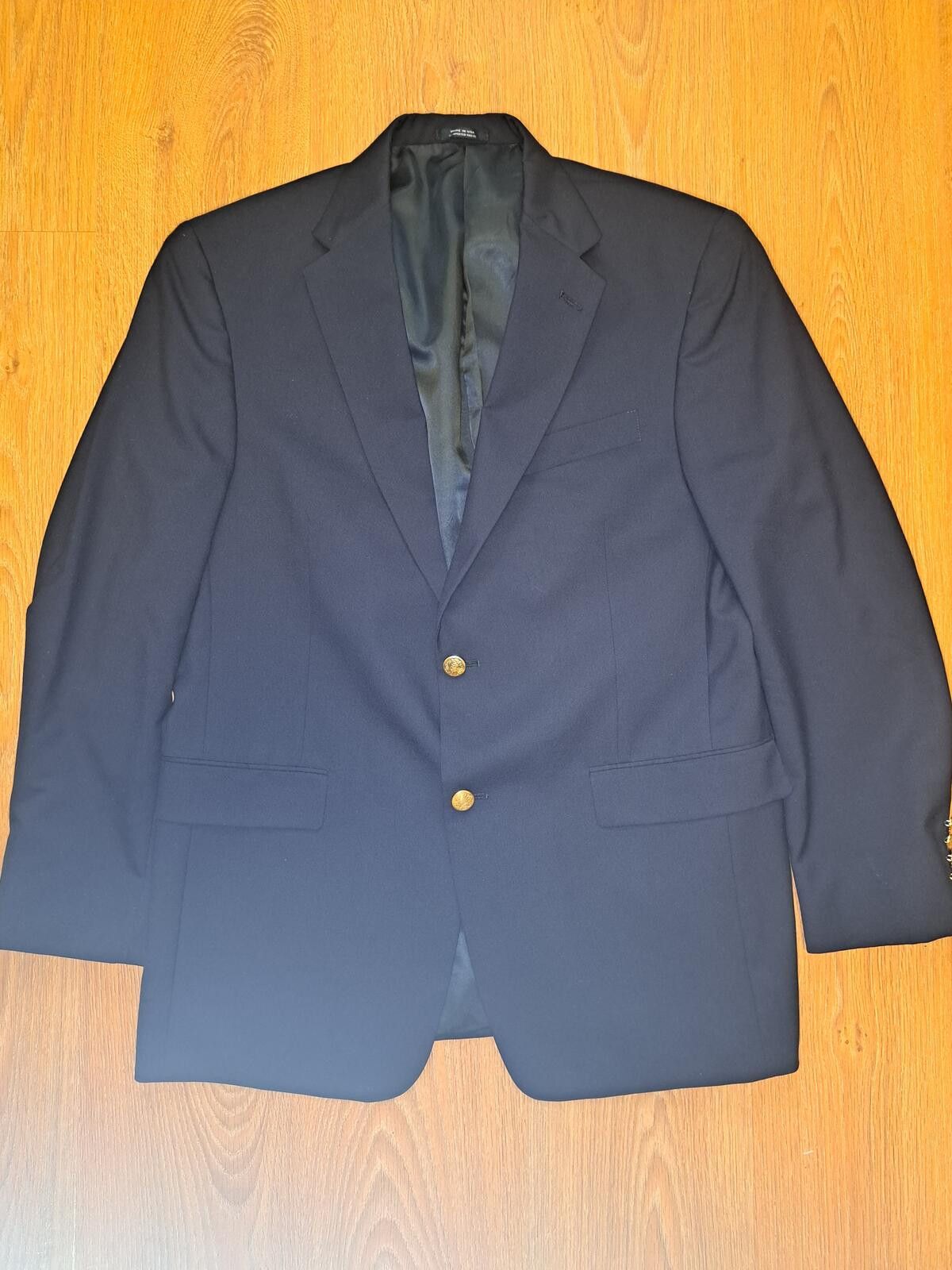 Hart Schaffner Marx Hart Schaffner Marx Blazer Mens 41R Navy Blue Gold Buttons Size 40R - 1 Thumbnail