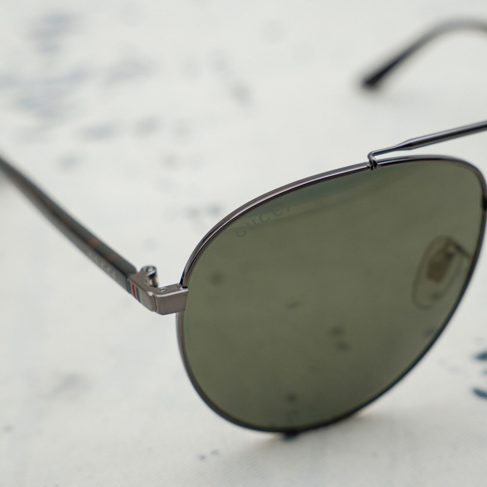 Gucci Gucci gg 0043 tortoiseshell web stripe logo pilot sunglasses Size ONE SIZE - 5 Thumbnail