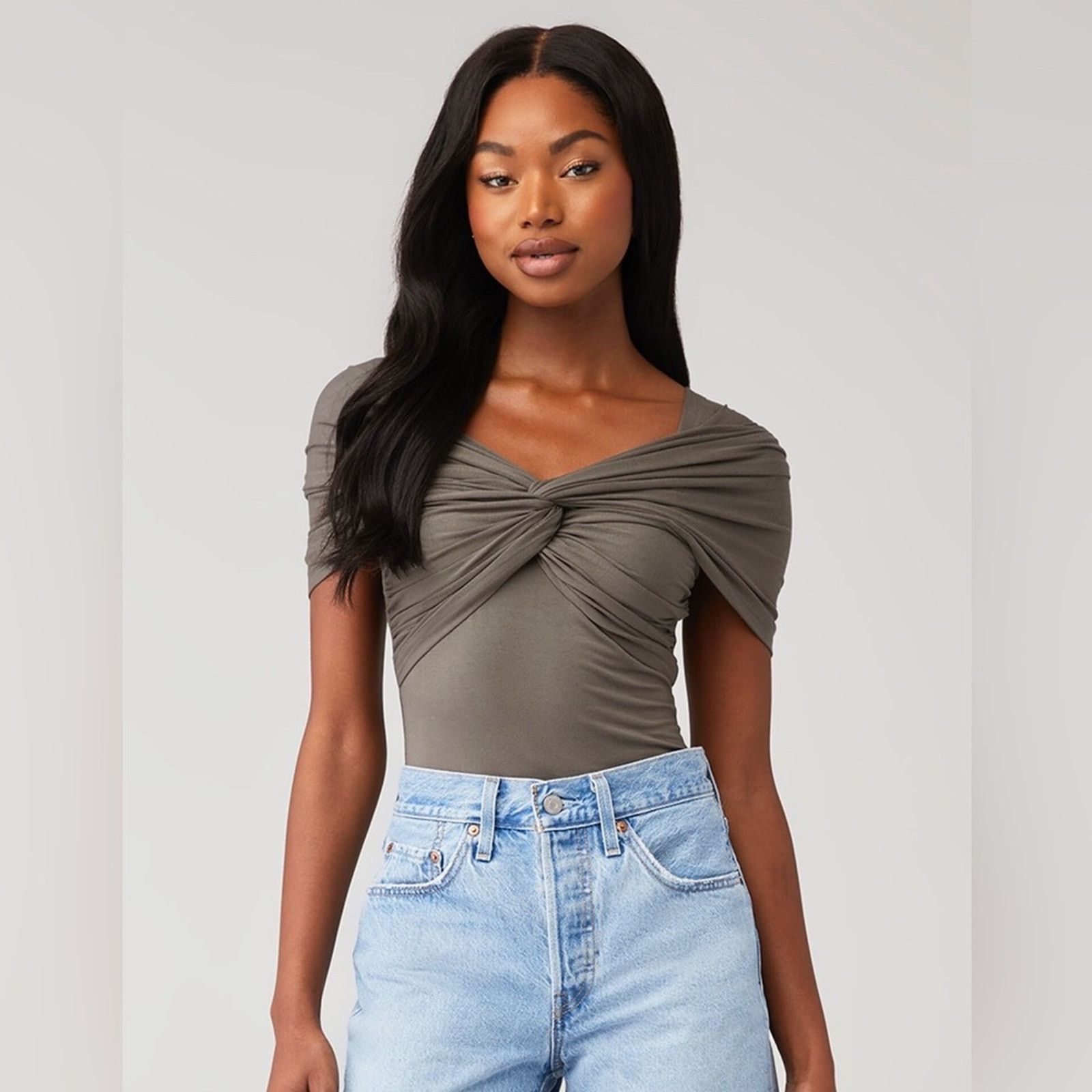 Free People Favorite Daughter “The I’m Evolved” Top- Grey (item #047) Size L / US 10 / IT 46 - 2 Thumbnail