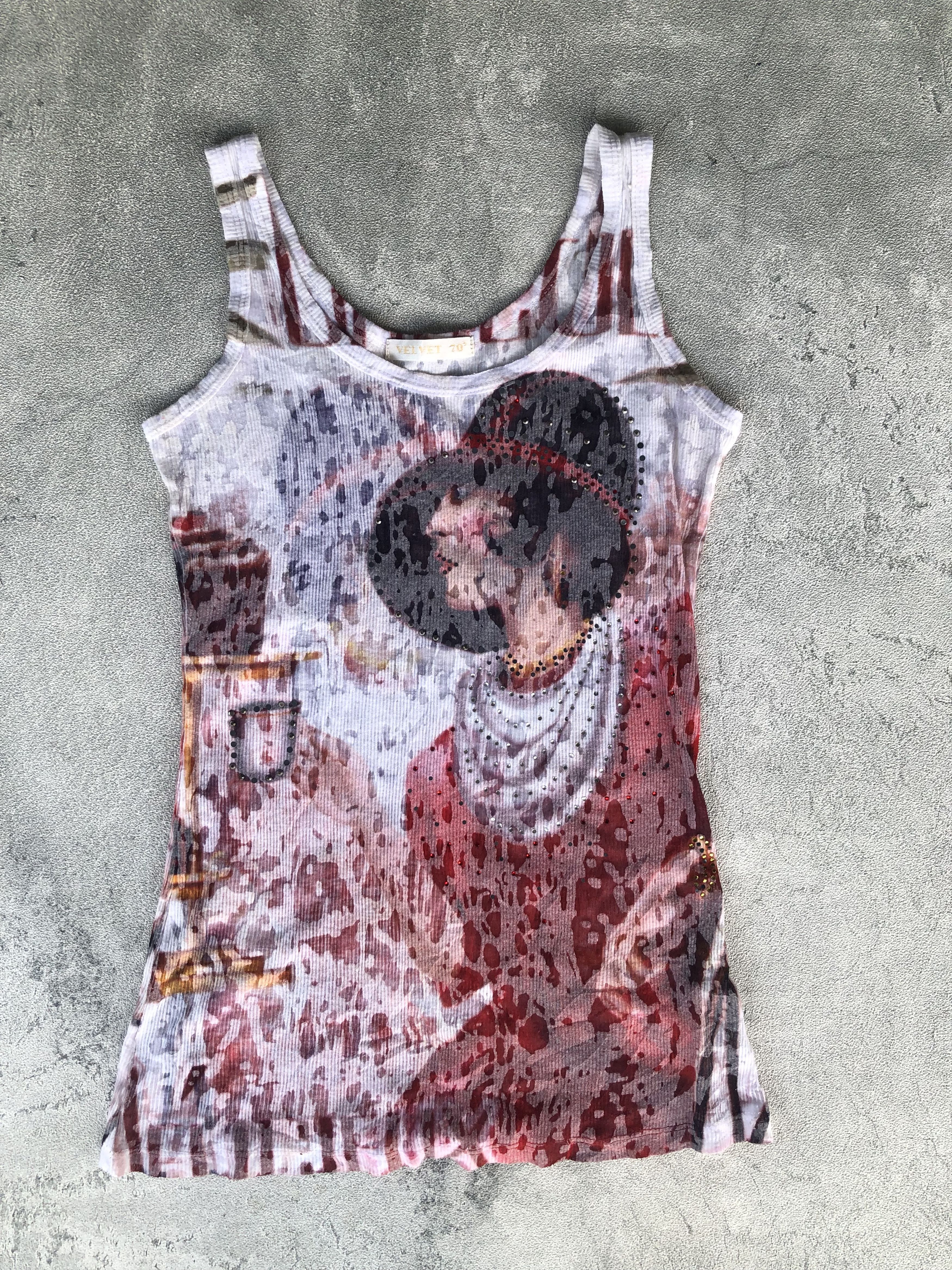 14th Addiction × Hysteric Glamour × Japanese Brand Velvet 70s Vintage Studded Tank Top Hysteric Glamour Style Size M / US 6-8 / IT 42-44 - 1 Thumbnail