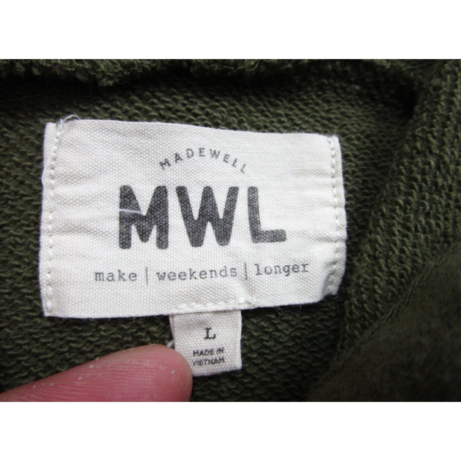 Madewell Madewell Hoodie Womens Large Green Olive Embroidered MWL Pullover Athleisure Loungewear Size L / US 10 / IT 46 - 6 Thumbnail
