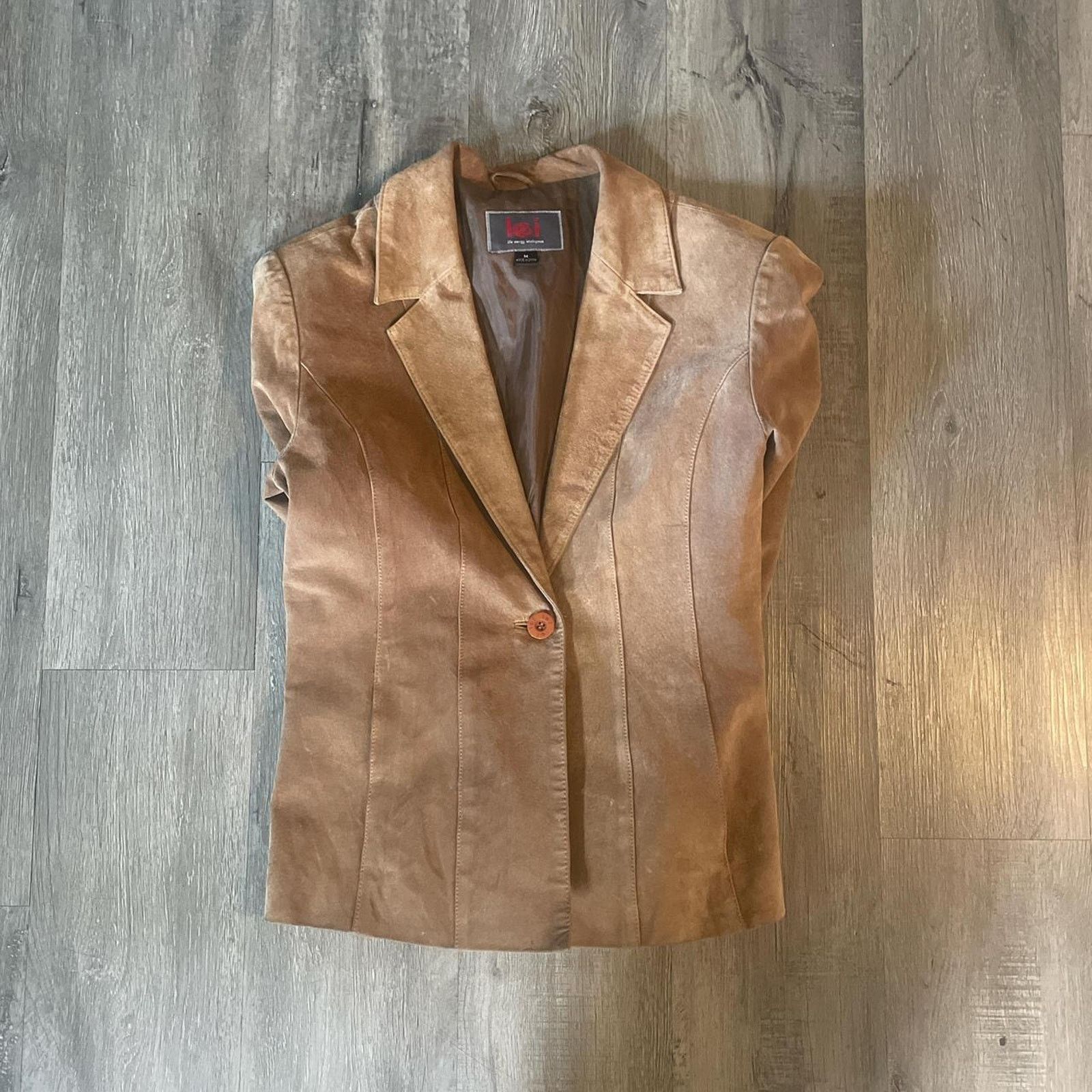 L.E.I. × Vintage Vintage Tan Leather Jacket 100% Leather Size M / US 6-8 / IT 42-44 - 2 Thumbnail