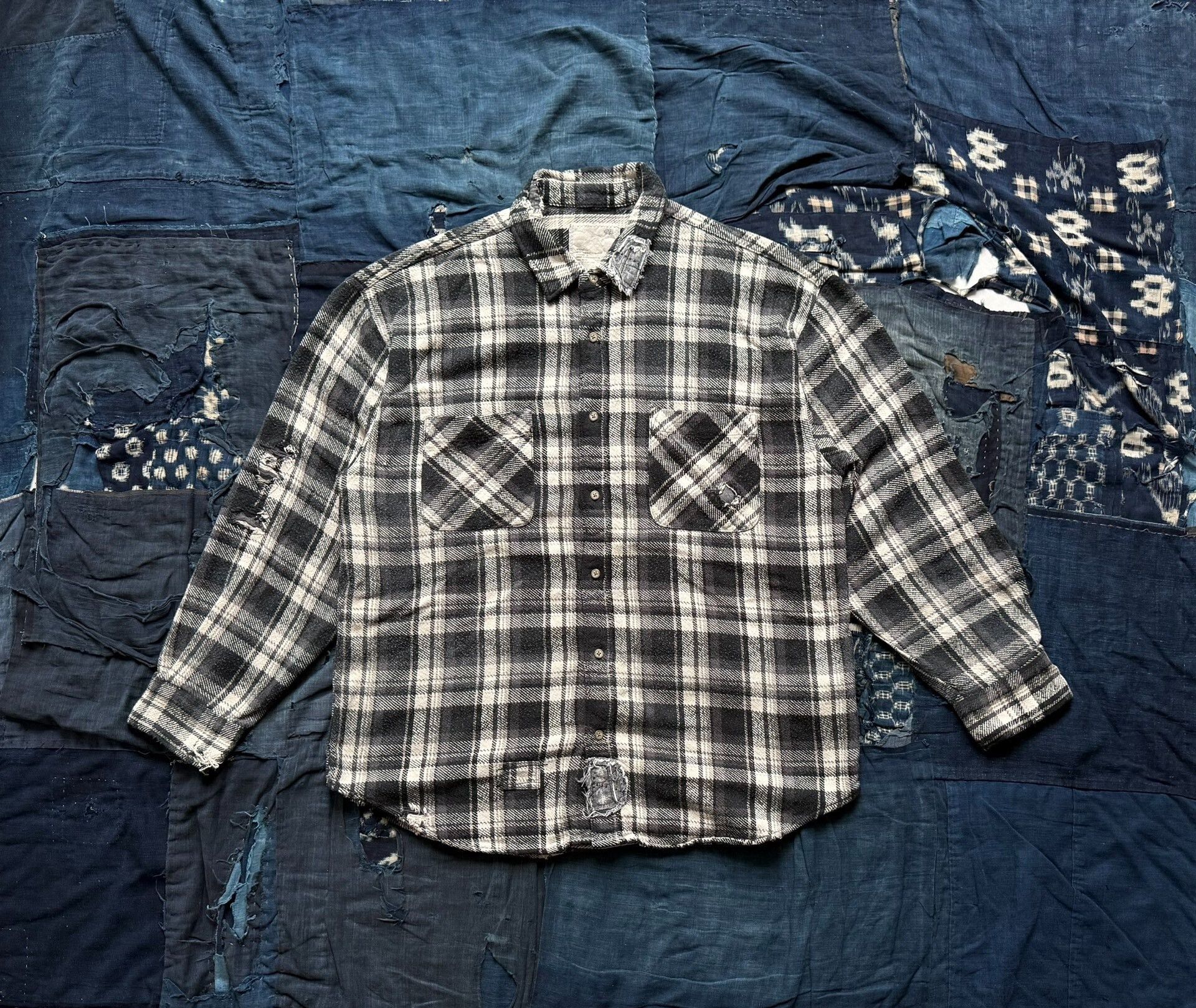 Madness MADNESS Shredded Check Shirt Size US XXS / EU 40 - 1 Thumbnail