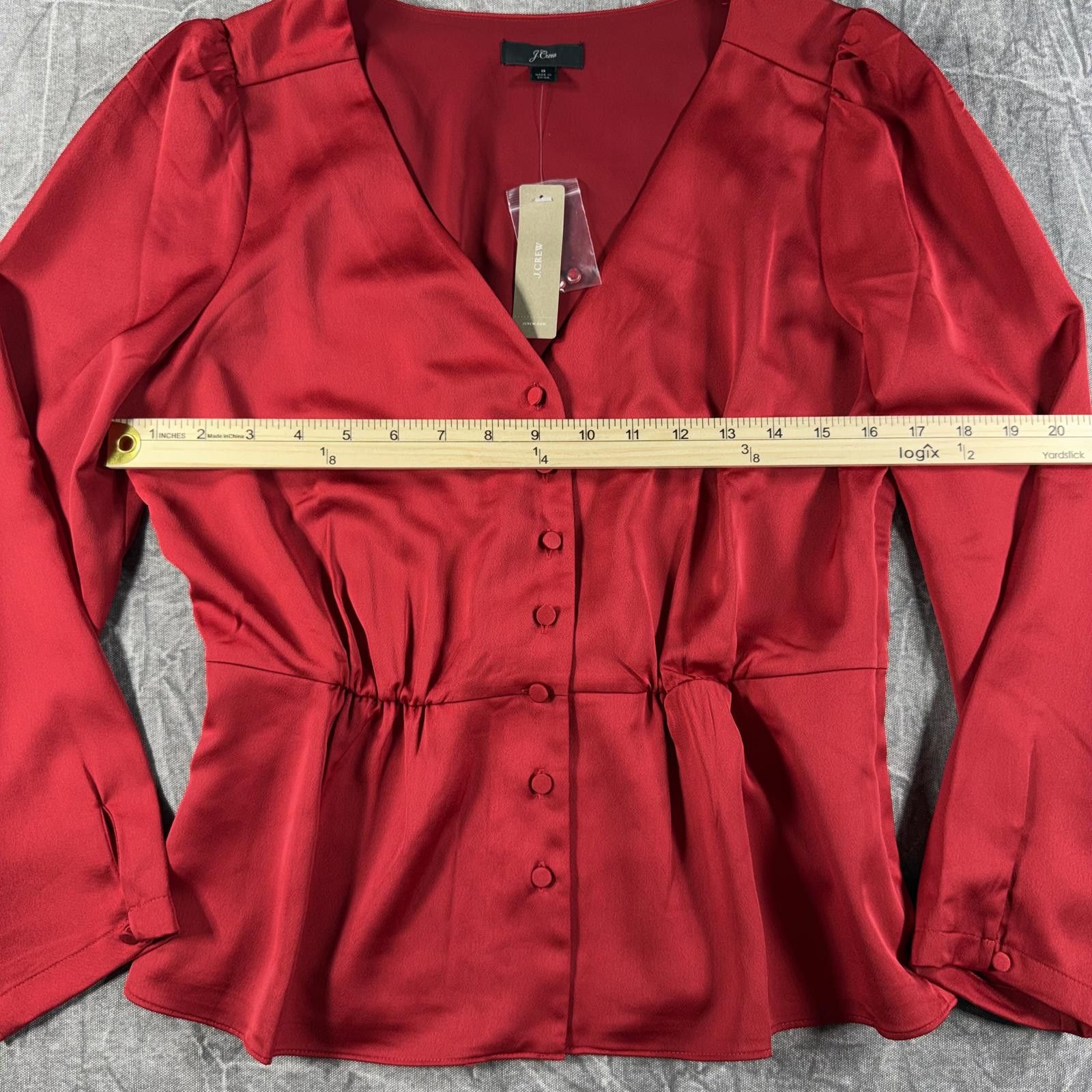 J.Crew J.Crew Blouse Women's 8 Red Button Front Peplum Top NWT Size M / US 6-8 / IT 42-44 - 4 Thumbnail